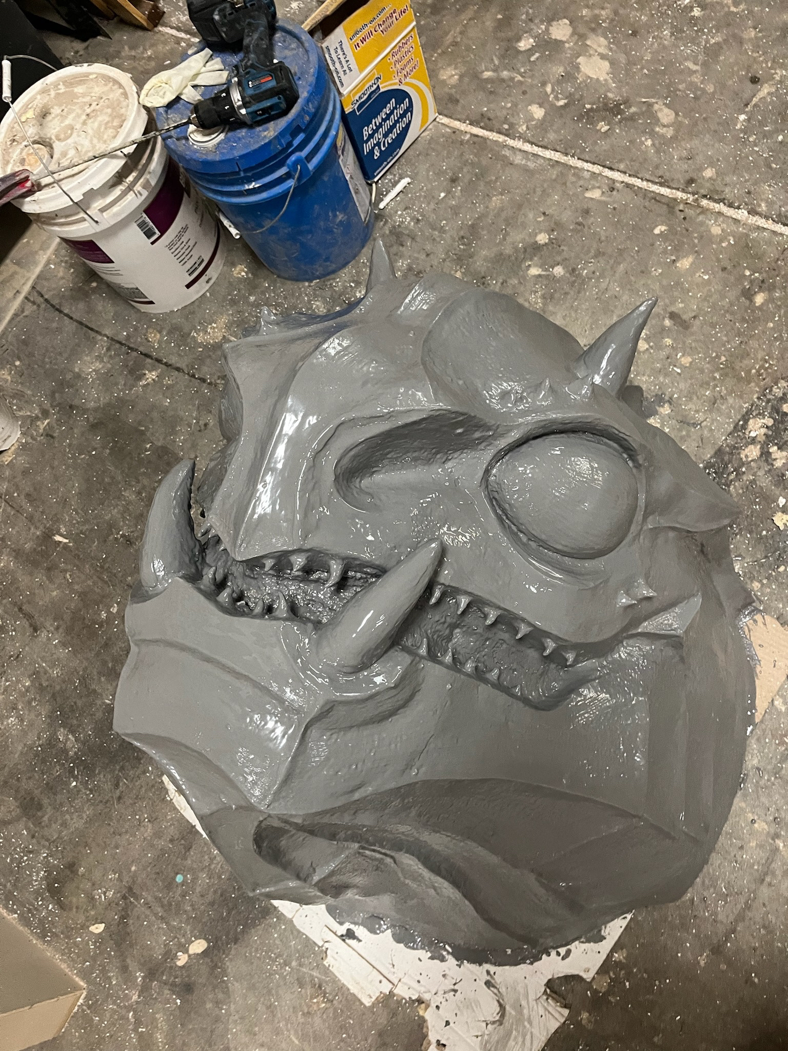 Sea Monster Head Sculpted from Foam and Freeform Epoxy