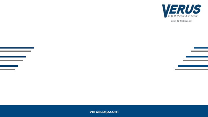 Title style slide for the Verus PowerPoint deck without content.
