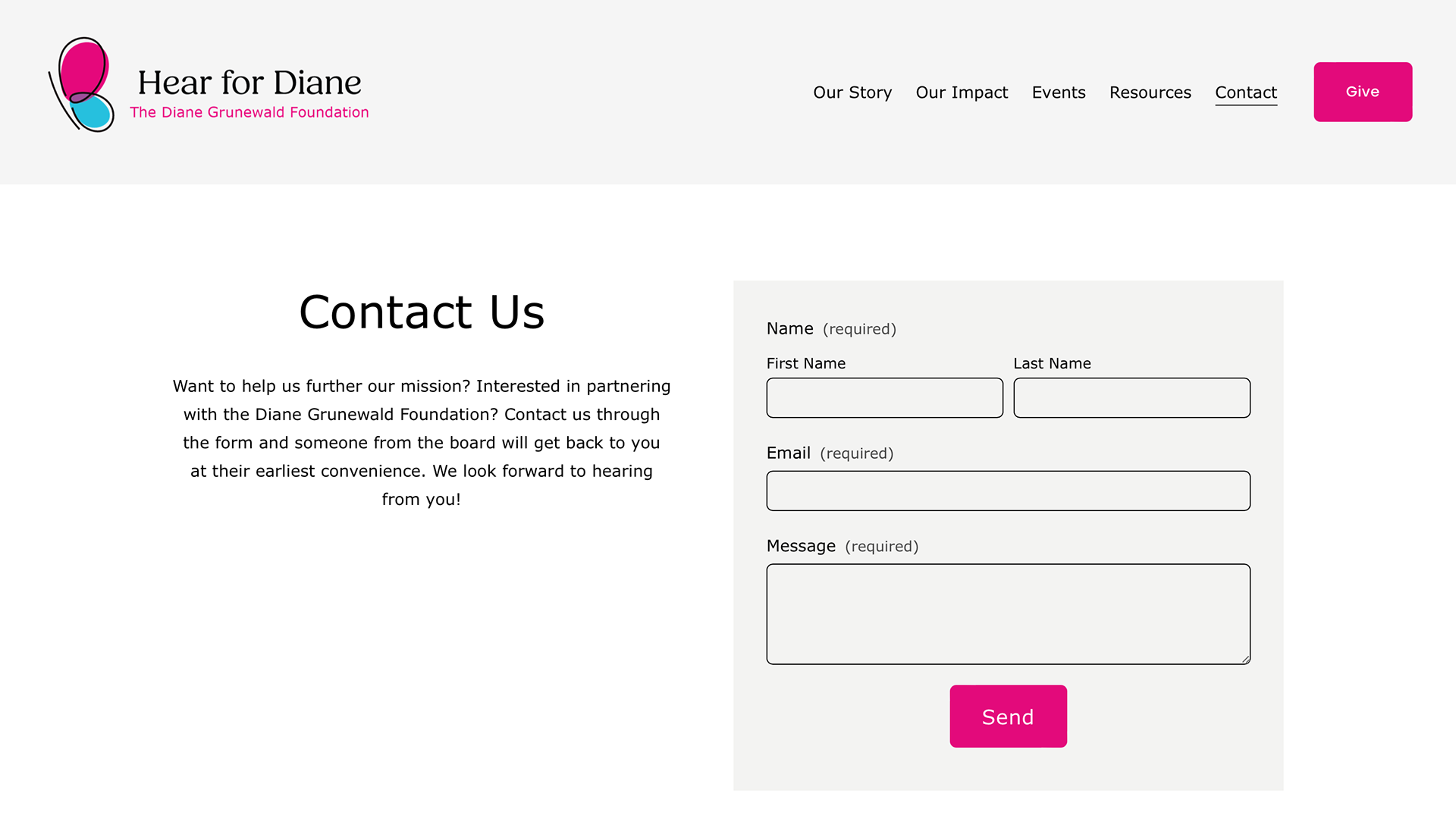 New Website Contact Page