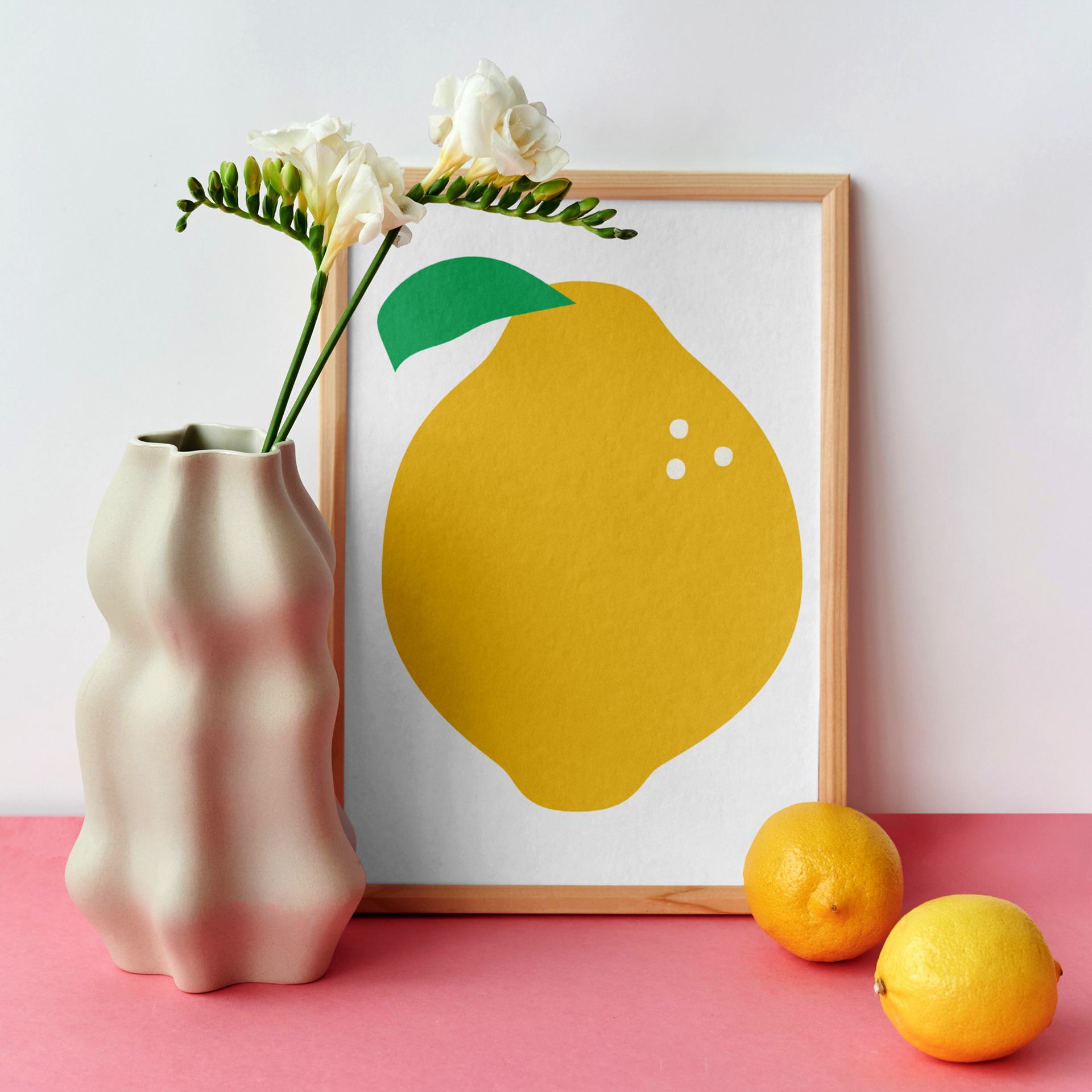 Minimalist art print of a lemon