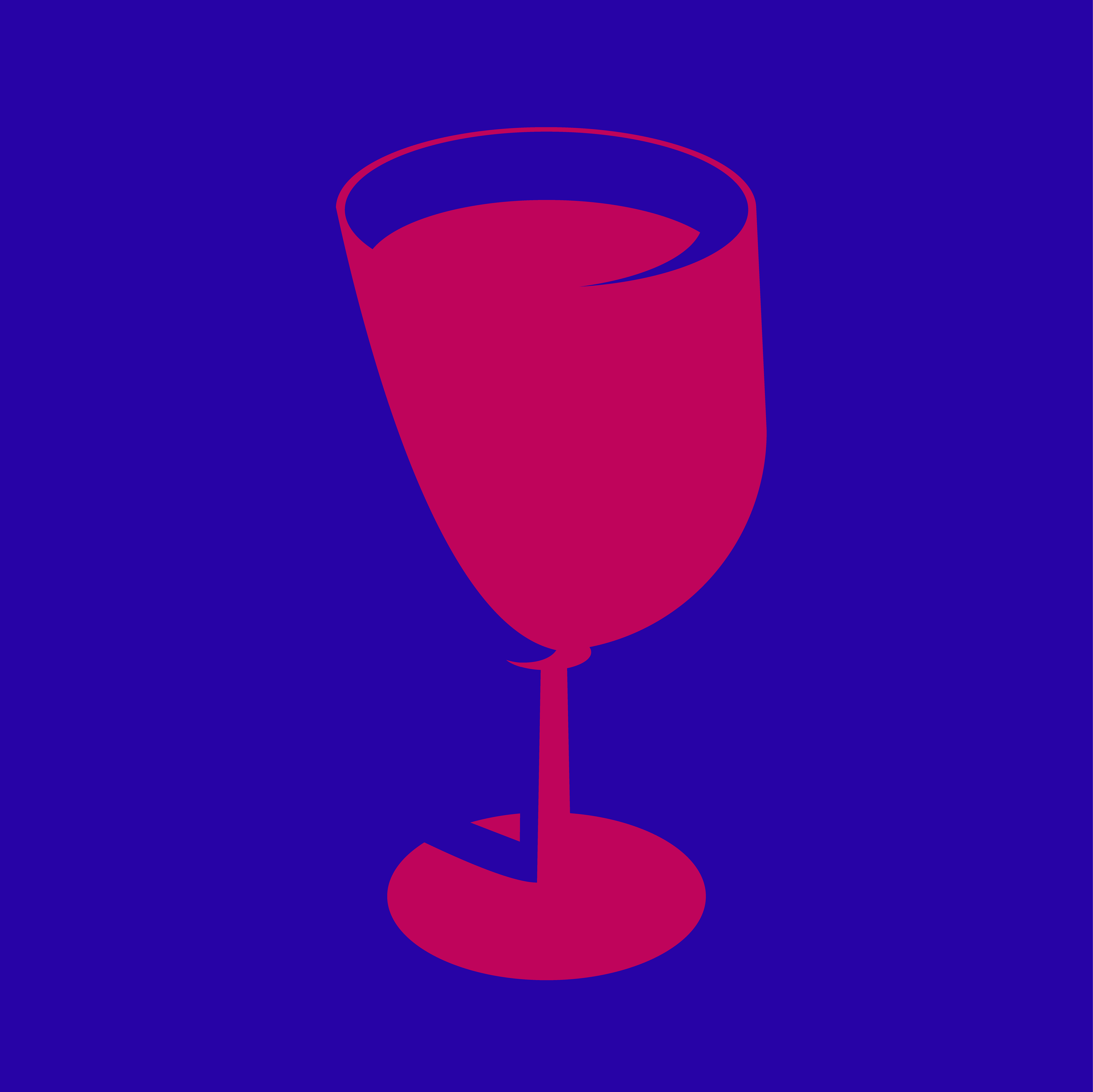A two color piece of a wine glass