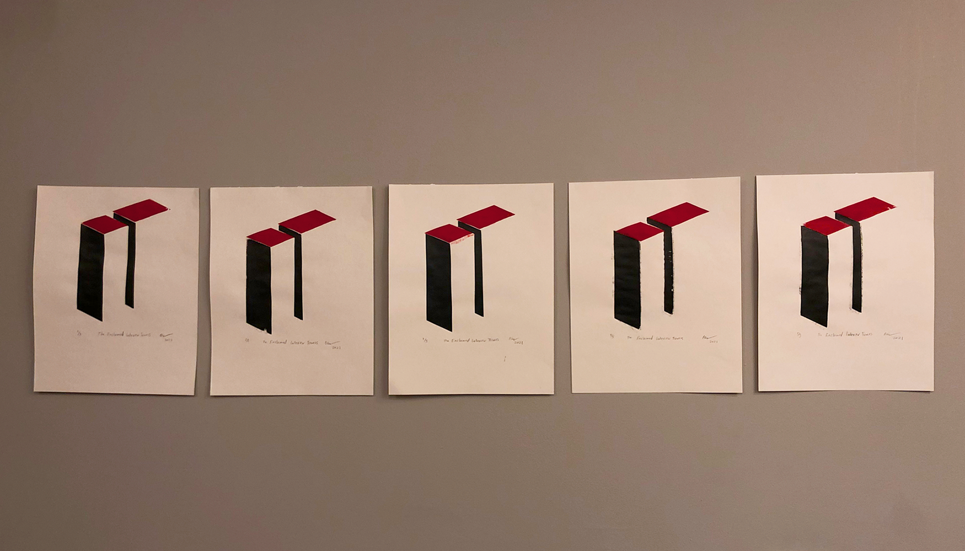 The entire set - the piece was made based on lakeshore drive buildings being up against the shore. They are exclaimed due to the red tops creating a "!"
