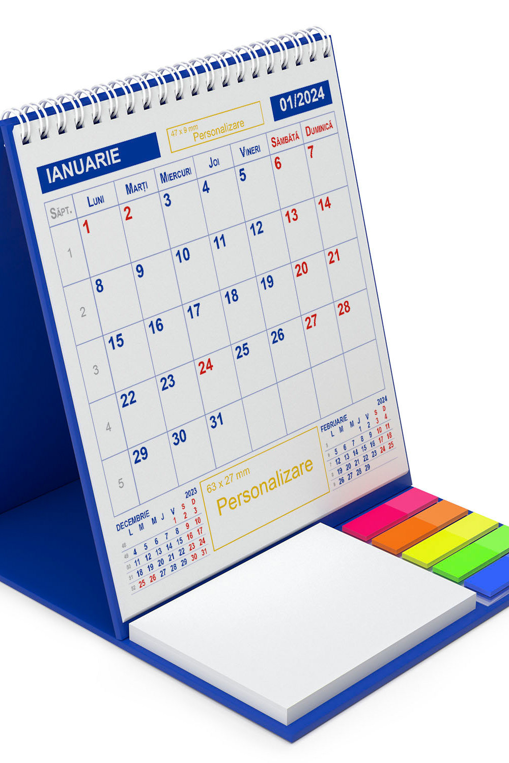 Calendare Personalizate - Calendar de birou cu notite Triptic 1 vertical