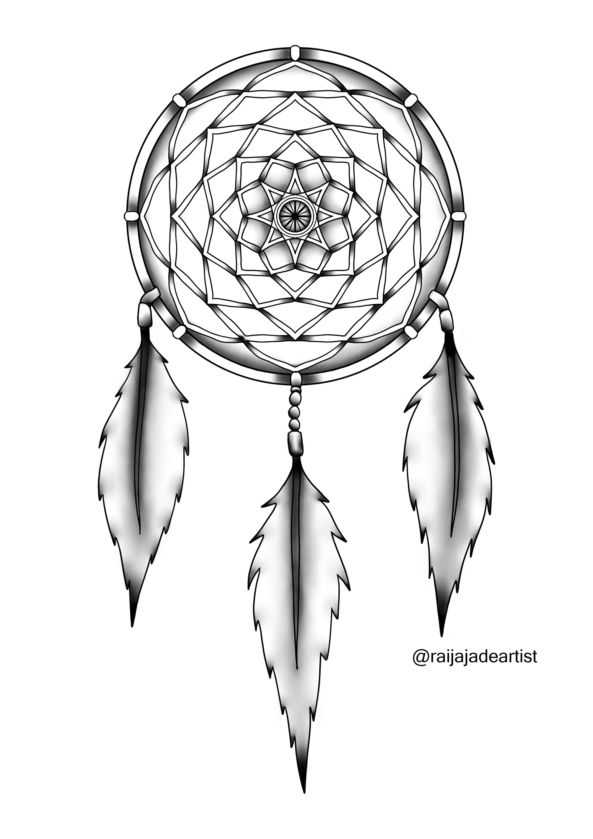 Shading Practice Dreamcatcher, Digital Illustration, Adobe Photoshop, 2022