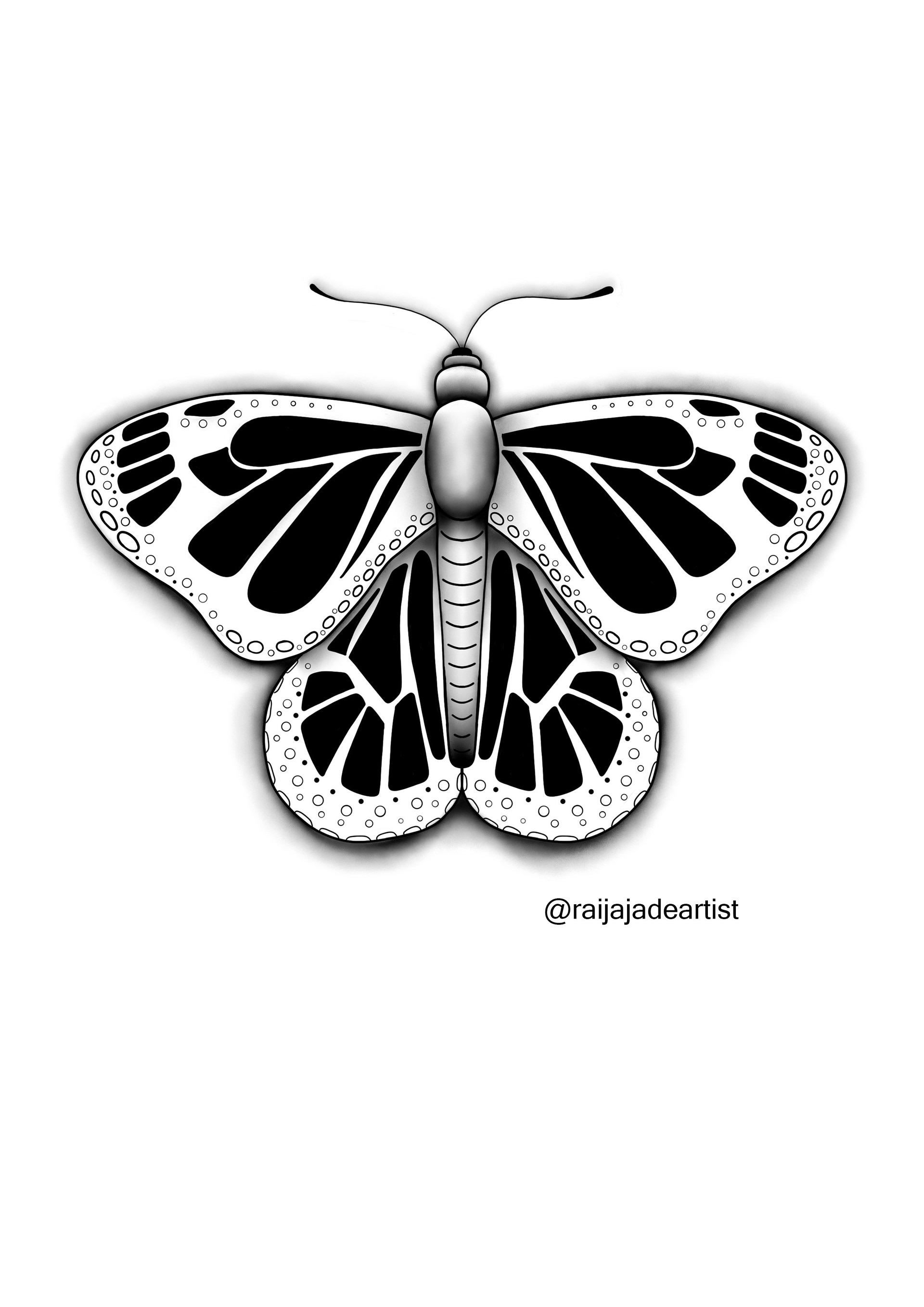 Shading Practice Butterfly, Digital Illustration, Adobe Photoshop, 2022