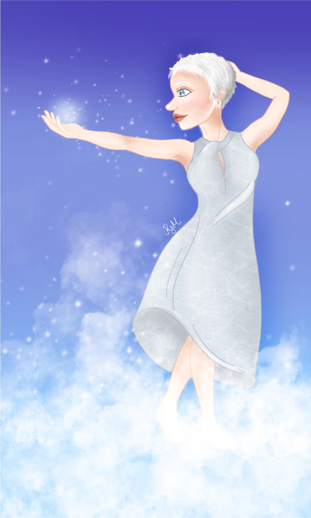 Clear Quartz as a magical being, Digital Illustration, Procreate, 2023