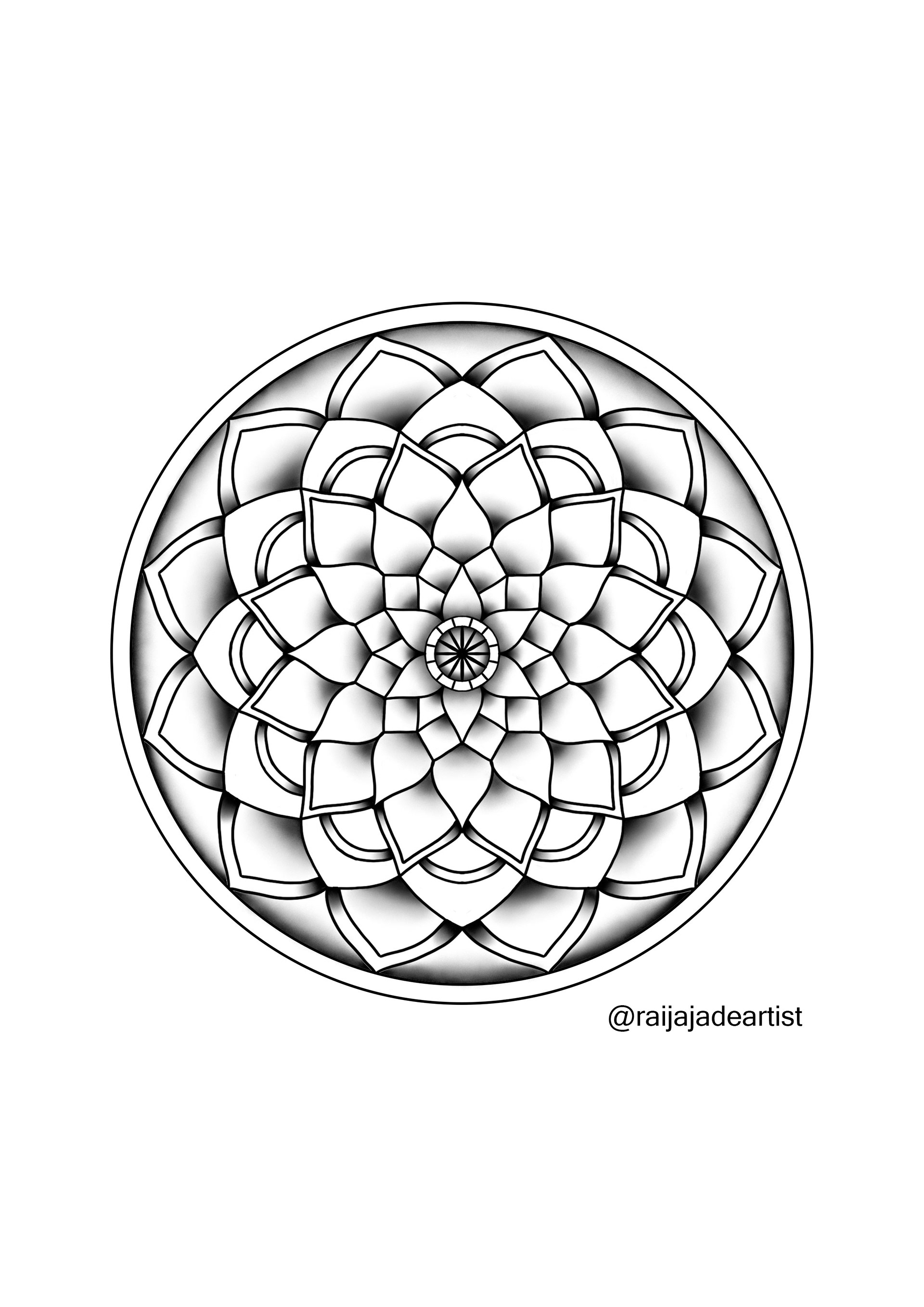 Shading Practice Mandala, Digital Illustration, Adobe Photoshop, 2022