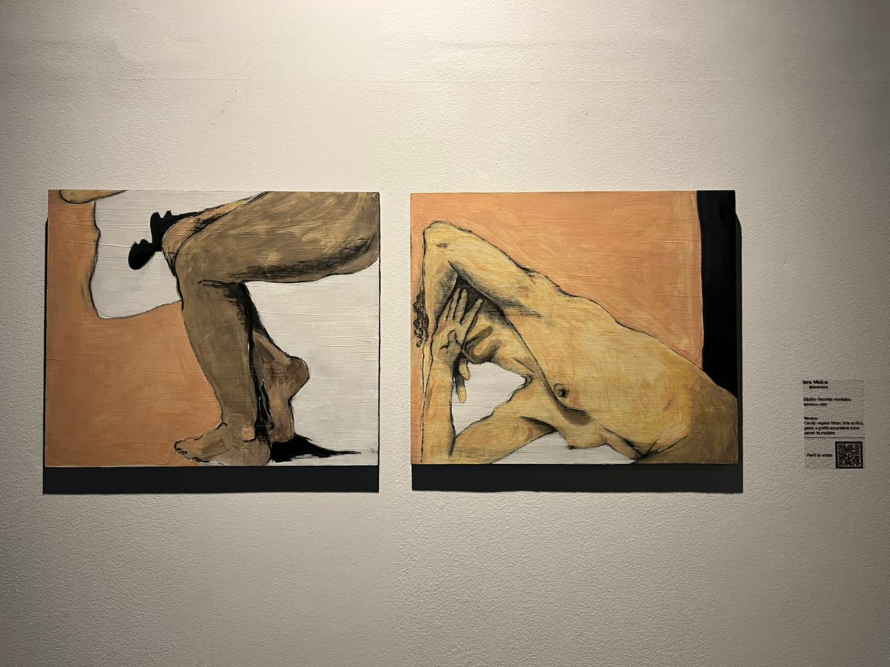 Este díptico em madeira 50x50cm, marca o início e uma relação de intimidade entre a modelo e a artista.