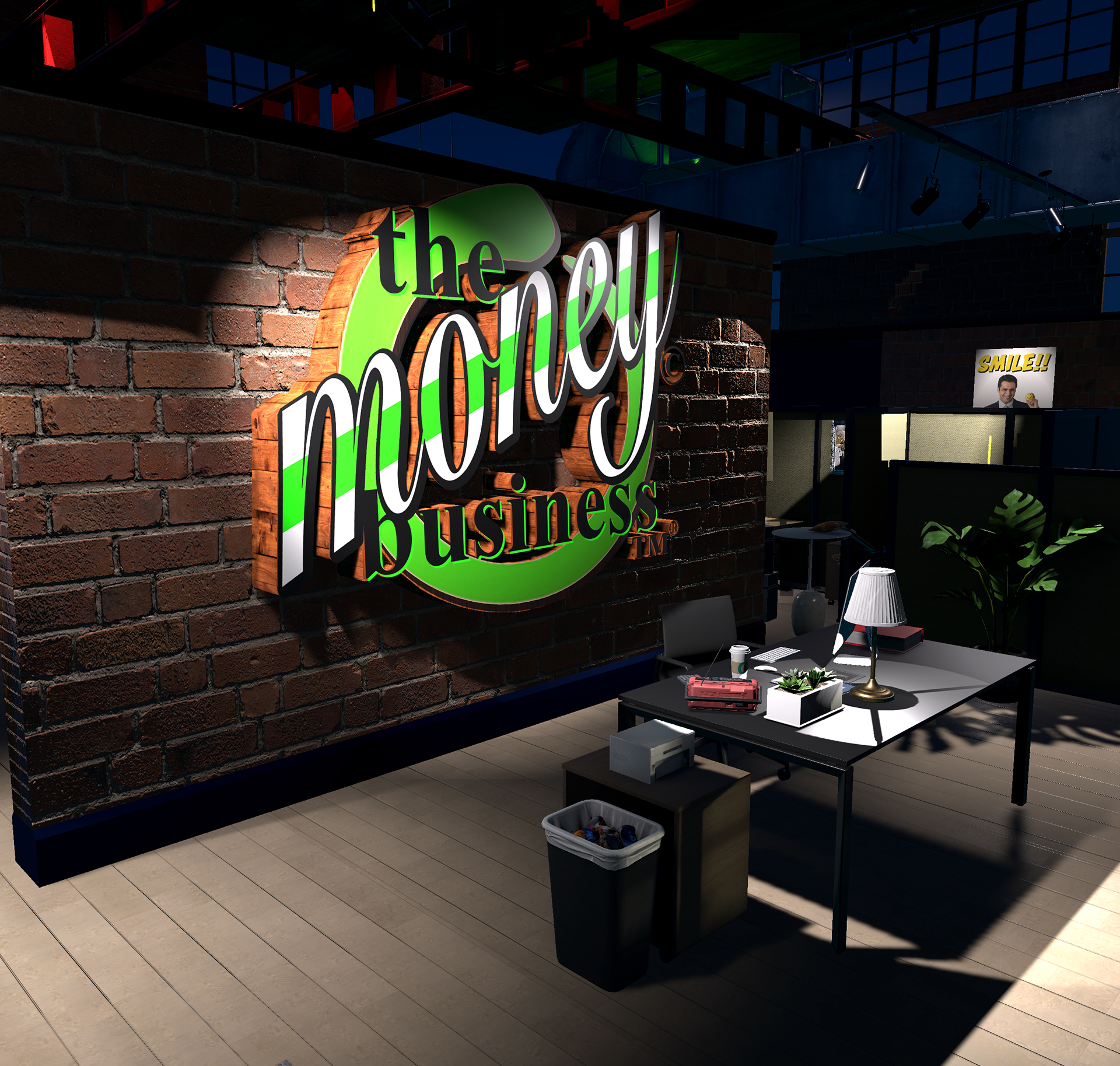 Logo created in Photoshop, Texture applied in Unity.