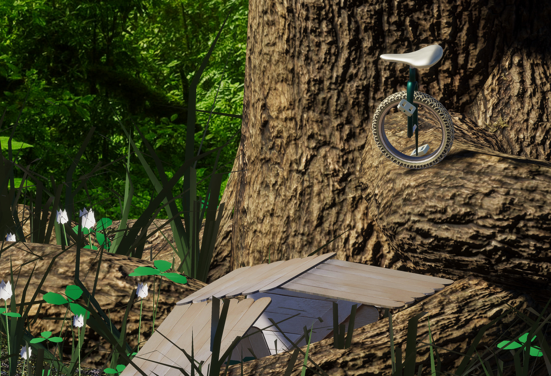 Early concept renders for Treehouse Village level in UniPsycho!!