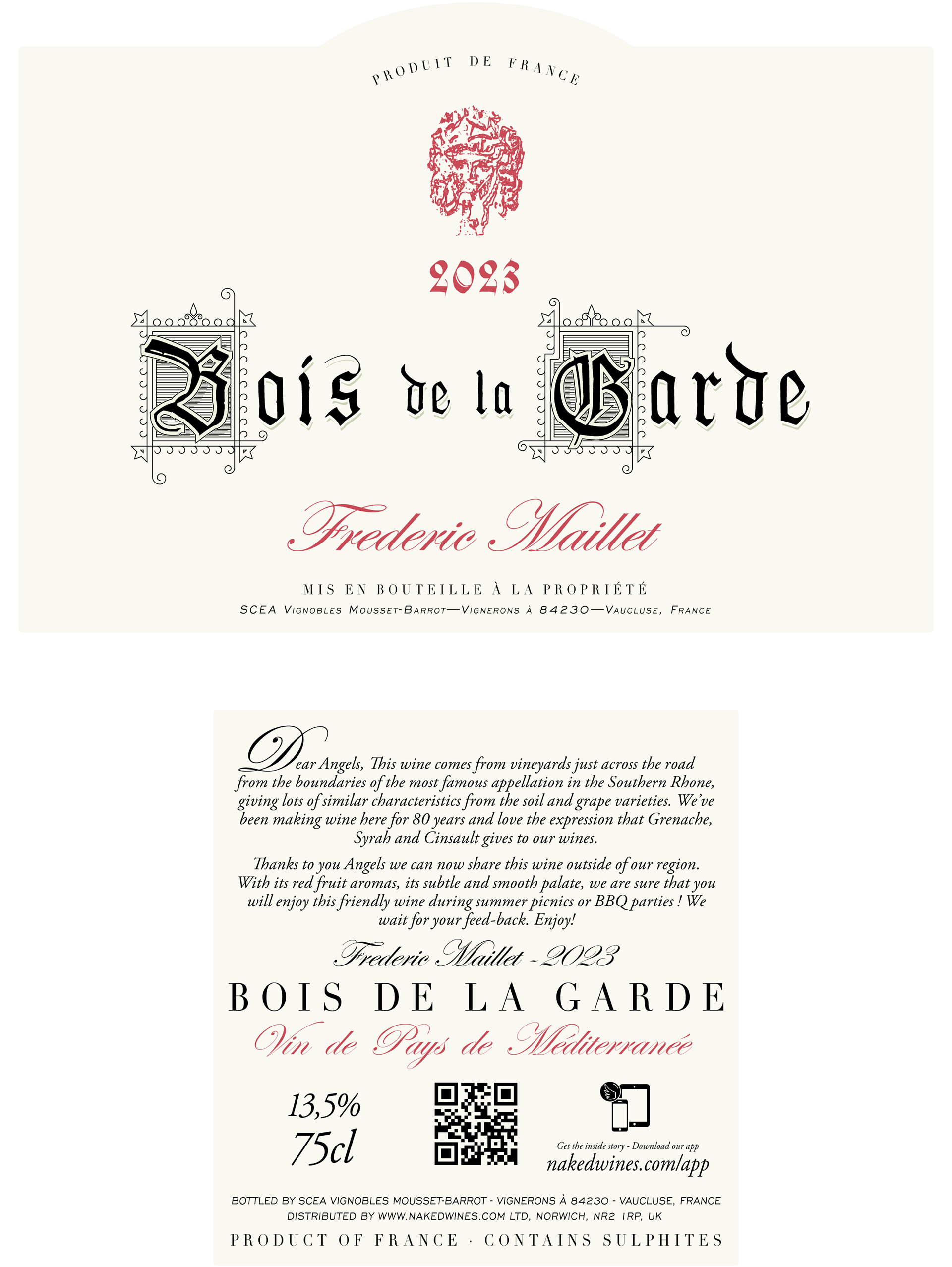 Wine label design by Mr Craven – design detail of Bois de la Garde France artwork