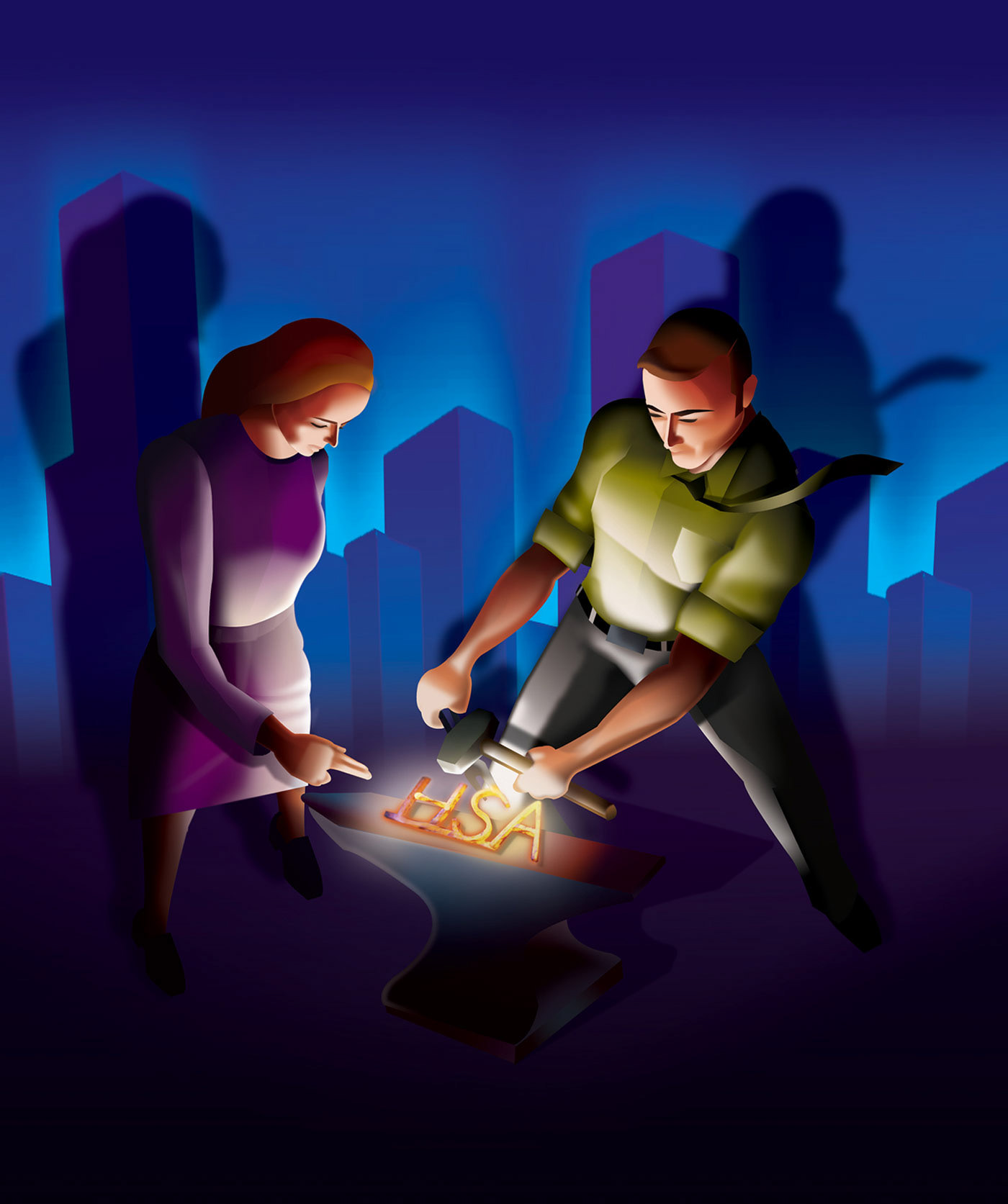 Mark Anthony Munoz: "Forging an Ideal Health Savings Account" Editorial Illustration