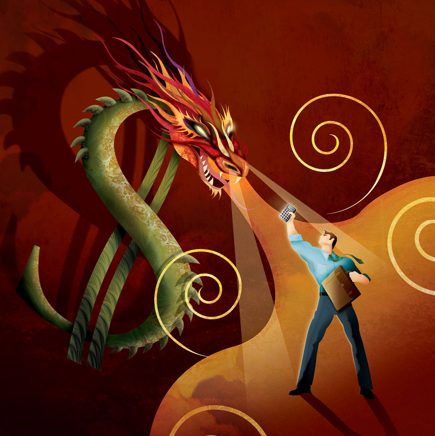 Mark Anthony Munoz: "Taming the Compensation Beast" Editorial Illustration