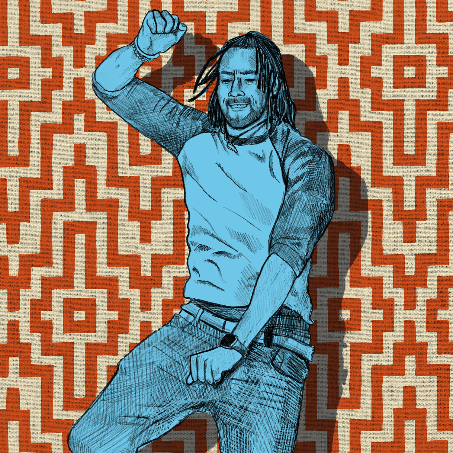 Cast Portrait + Custom Fabric Print, 2023