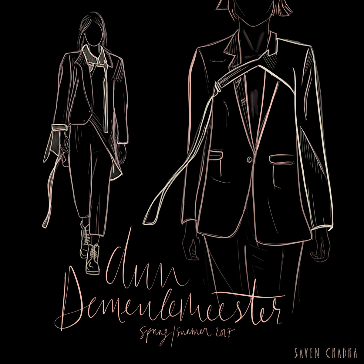 Ann Demeulemeester SS17, fashion illustration, 2017