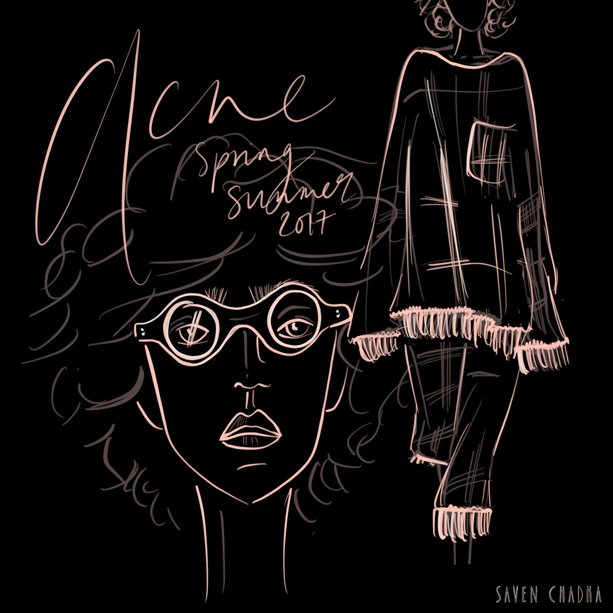 Acne SS17, fashion illustration, 2017