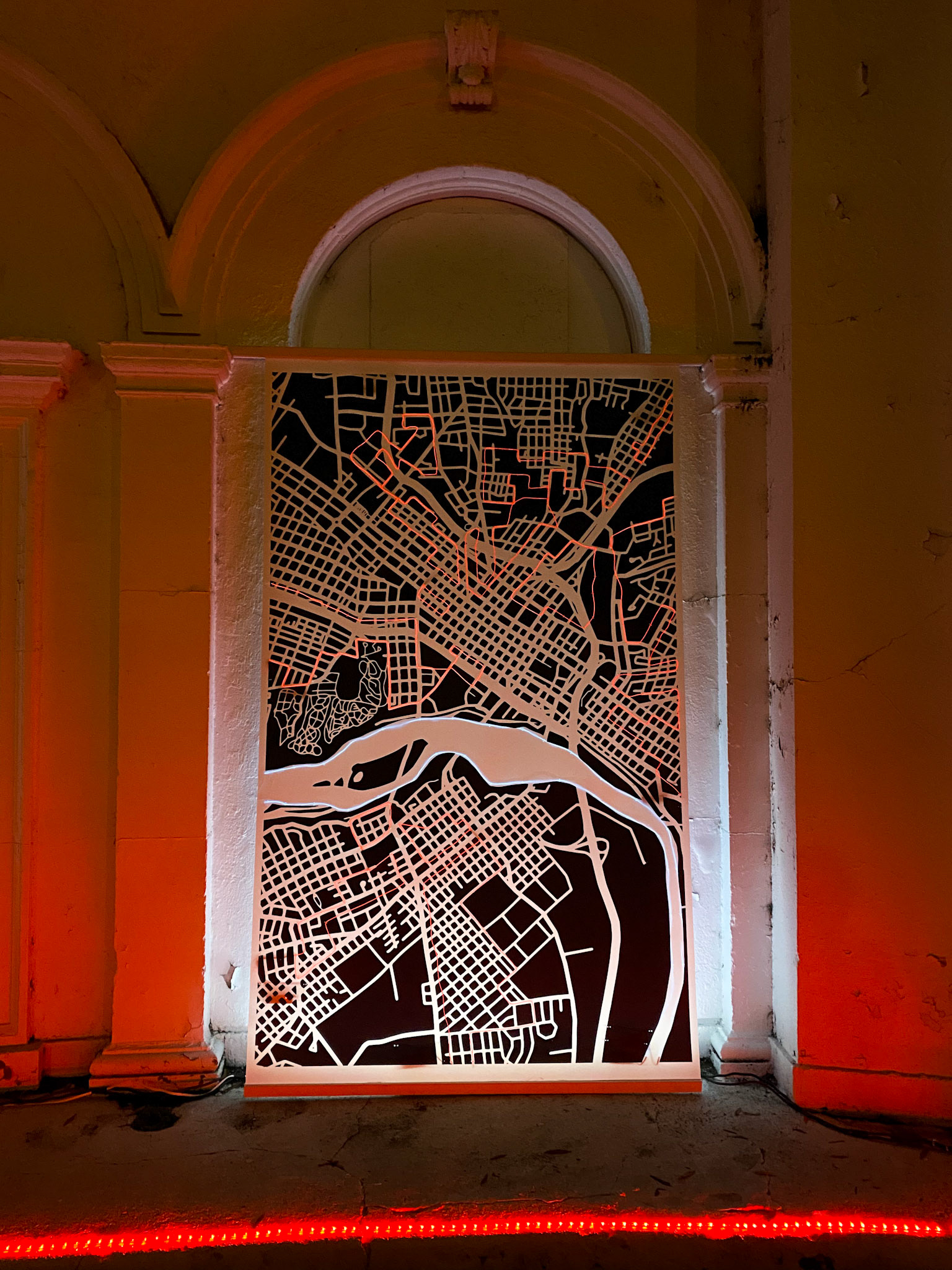Eight panels depicting redlining in the urban core.