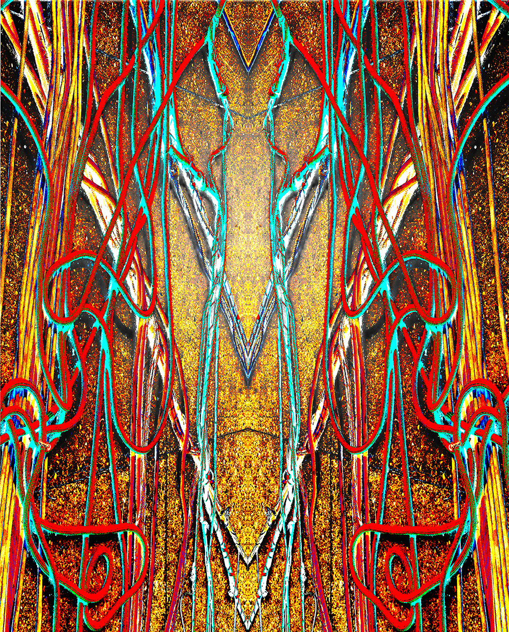 Digital photograph mirrored and manipulated. 32 x 40 inch.