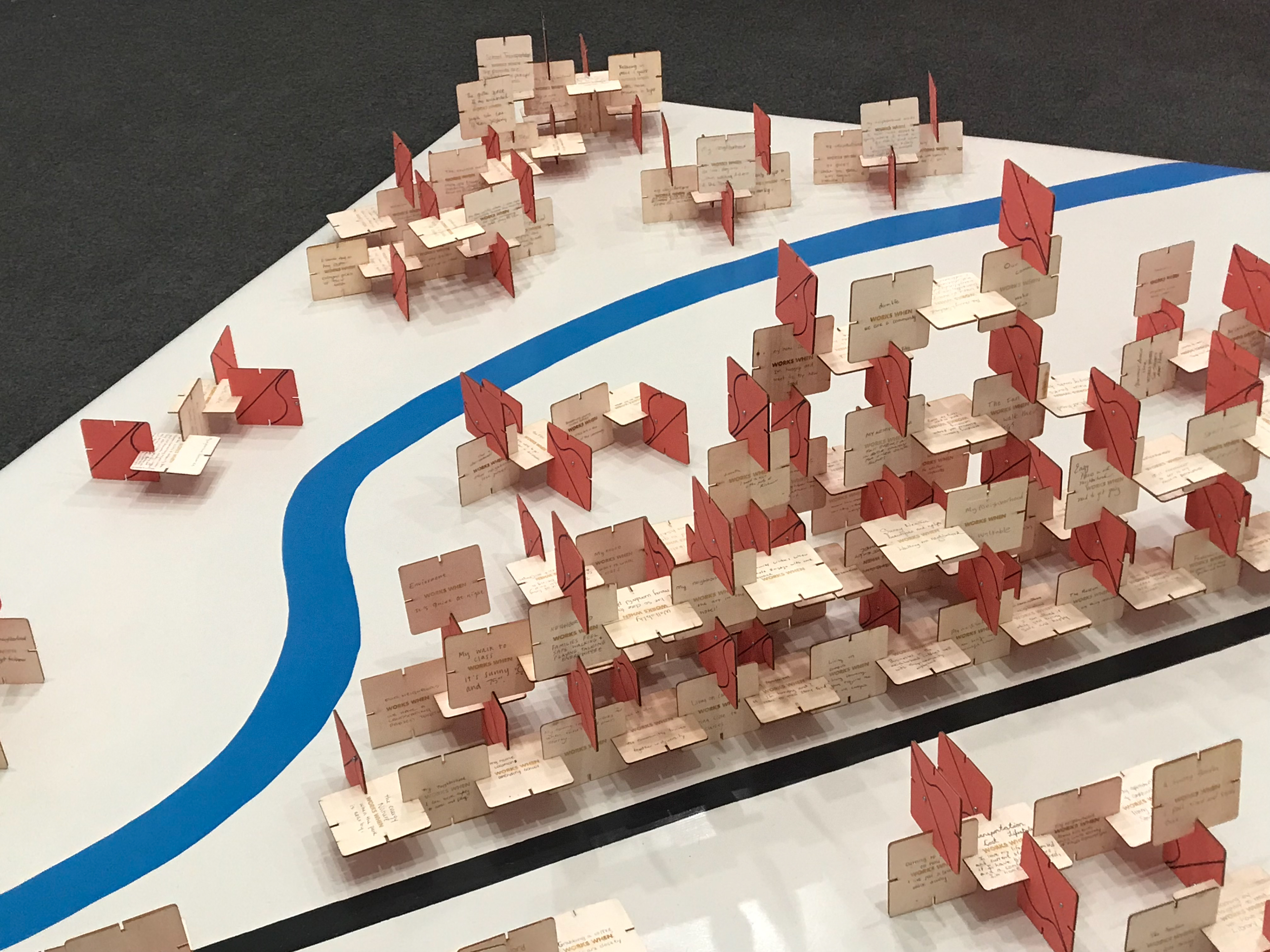 Tiles on a large simplified floor map of the city