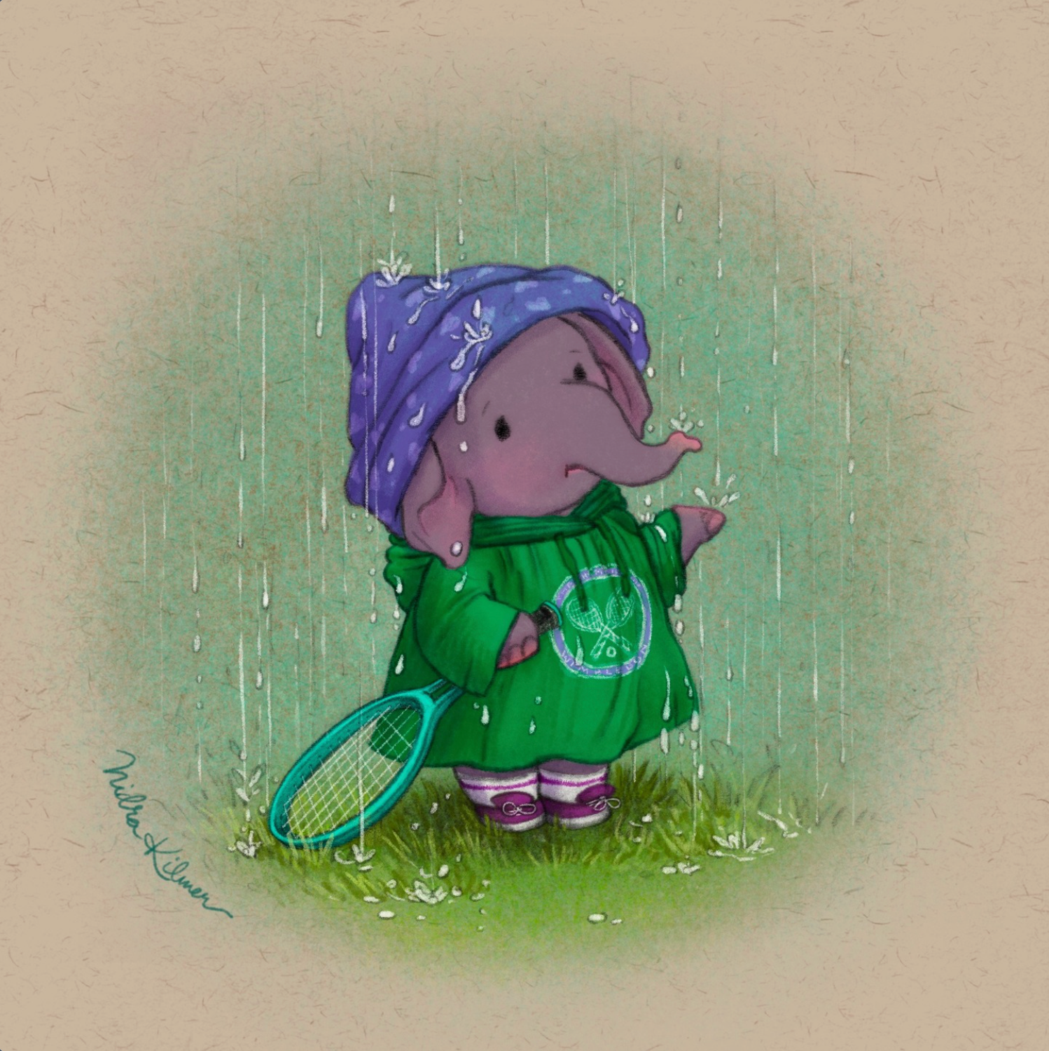 Henrietta, rainy day at Wimbledon