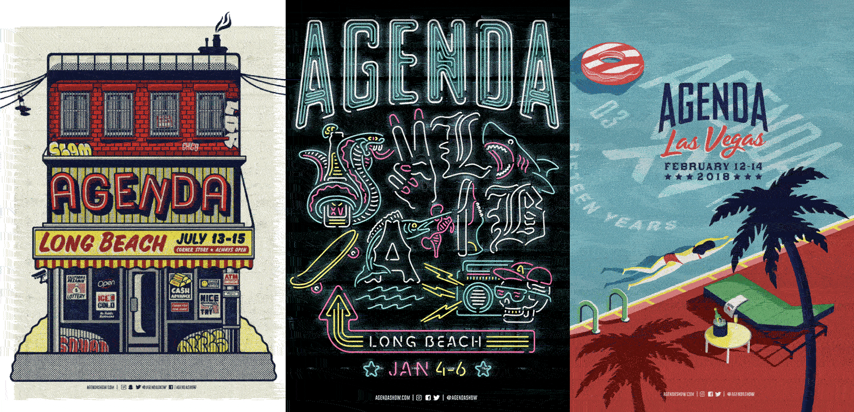 created by chip, chip Marucci, graphic design, art director, creative director, graphic design and art created for Agenda Trade Show Long Beach, Las Vegas