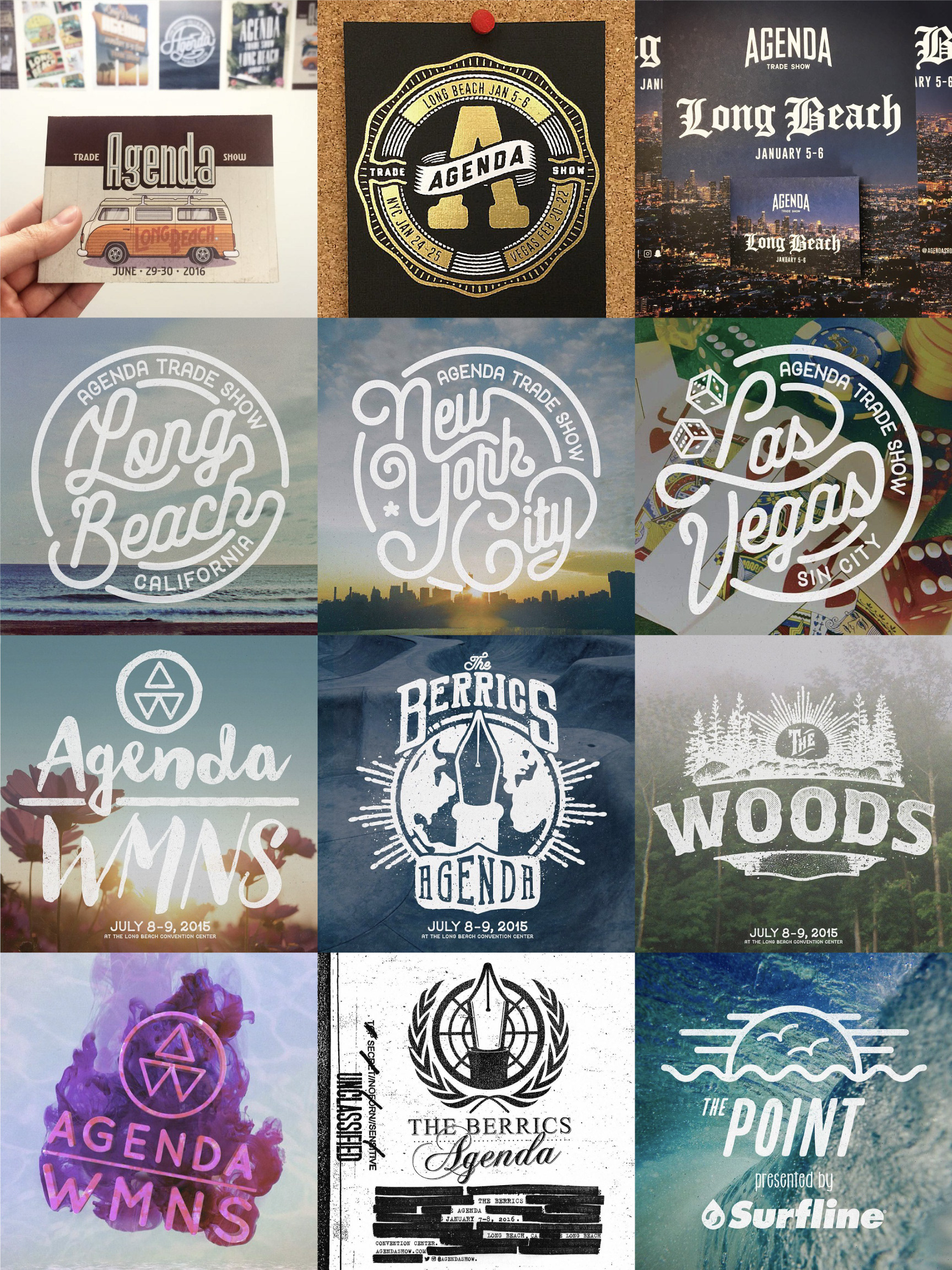 created by chip, chip Marucci, graphic design, art director, creative director, art, graphic design, print, and editorial content, created for Agenda Trade Show Long Beach, Las Vegas, Agenda Festival, Poster, Miami, New York City, logo design, branding, Las Vegas, agenda wmns, the Berrics agenda, the woods, the point, curated sections at Agenda Trade Show