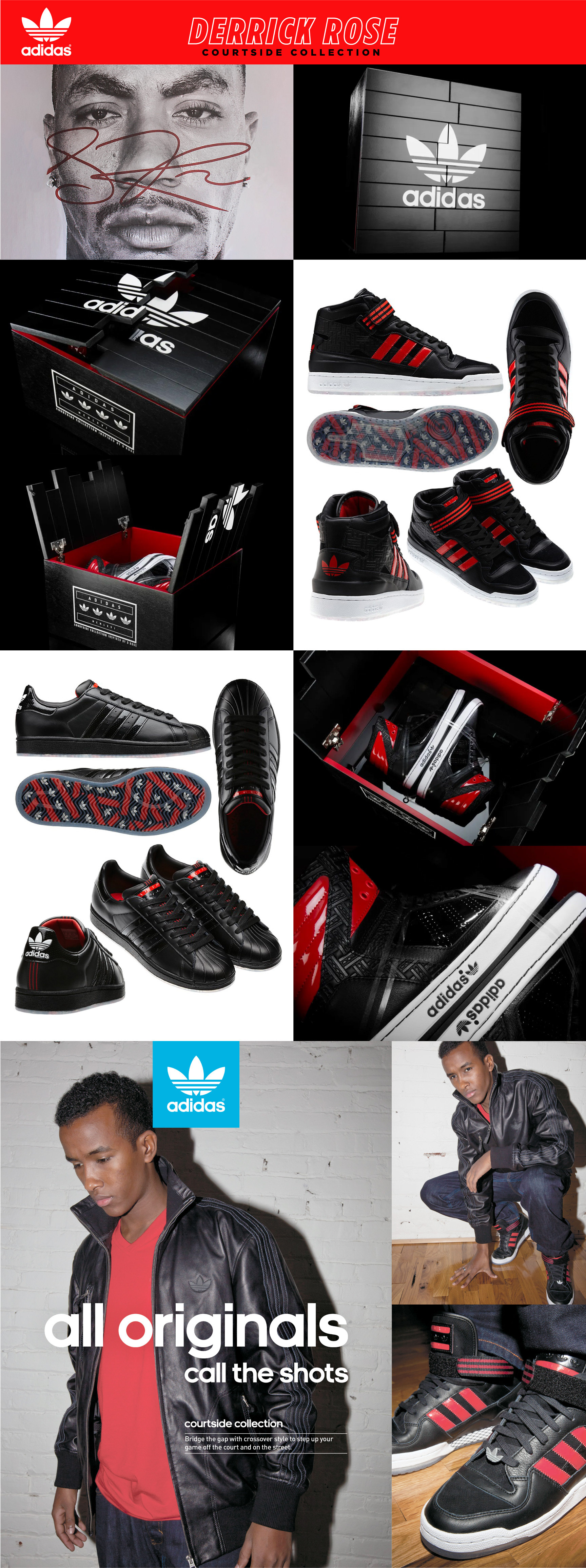 created by chip, chip Marucci, graphic design, art director, creative director, Adidas Footwear, Adidas Originals, Derrick Rose, Courtside collection, footwear design, color and material storytelling, collection, concept and design ideation