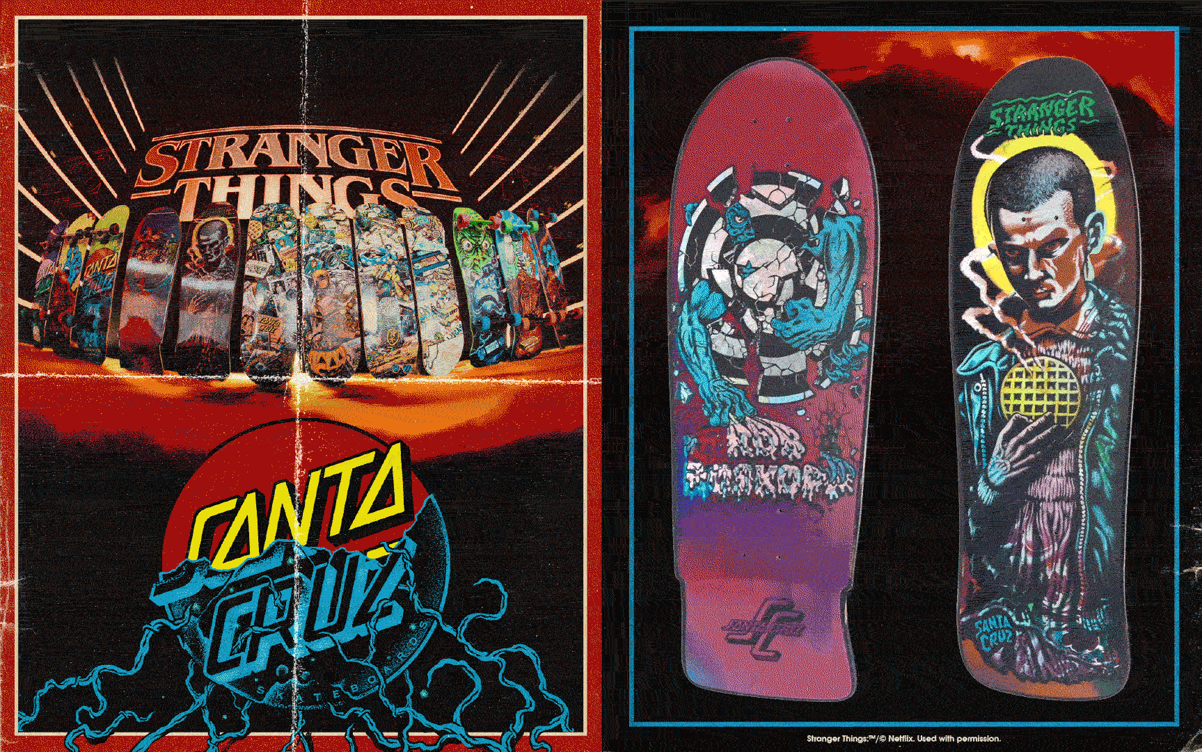 created by chip, chip Marucci, graphic design, art director, creative director, Netlflix, Stranger Things, Santa Cruz Skateboards, collection, Marketing campaign design, layout, concept ideation