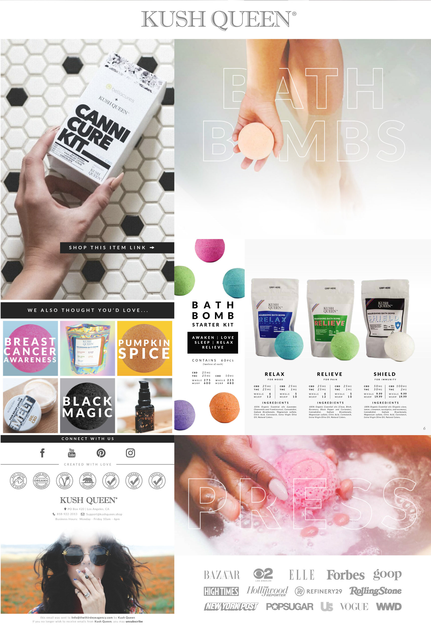 created by chip, chip Marucci, graphic design, art director, creative director, Kush Queen, digital marketing, catalog, email, campaign design, graphic design, layout, cbd, wellness 