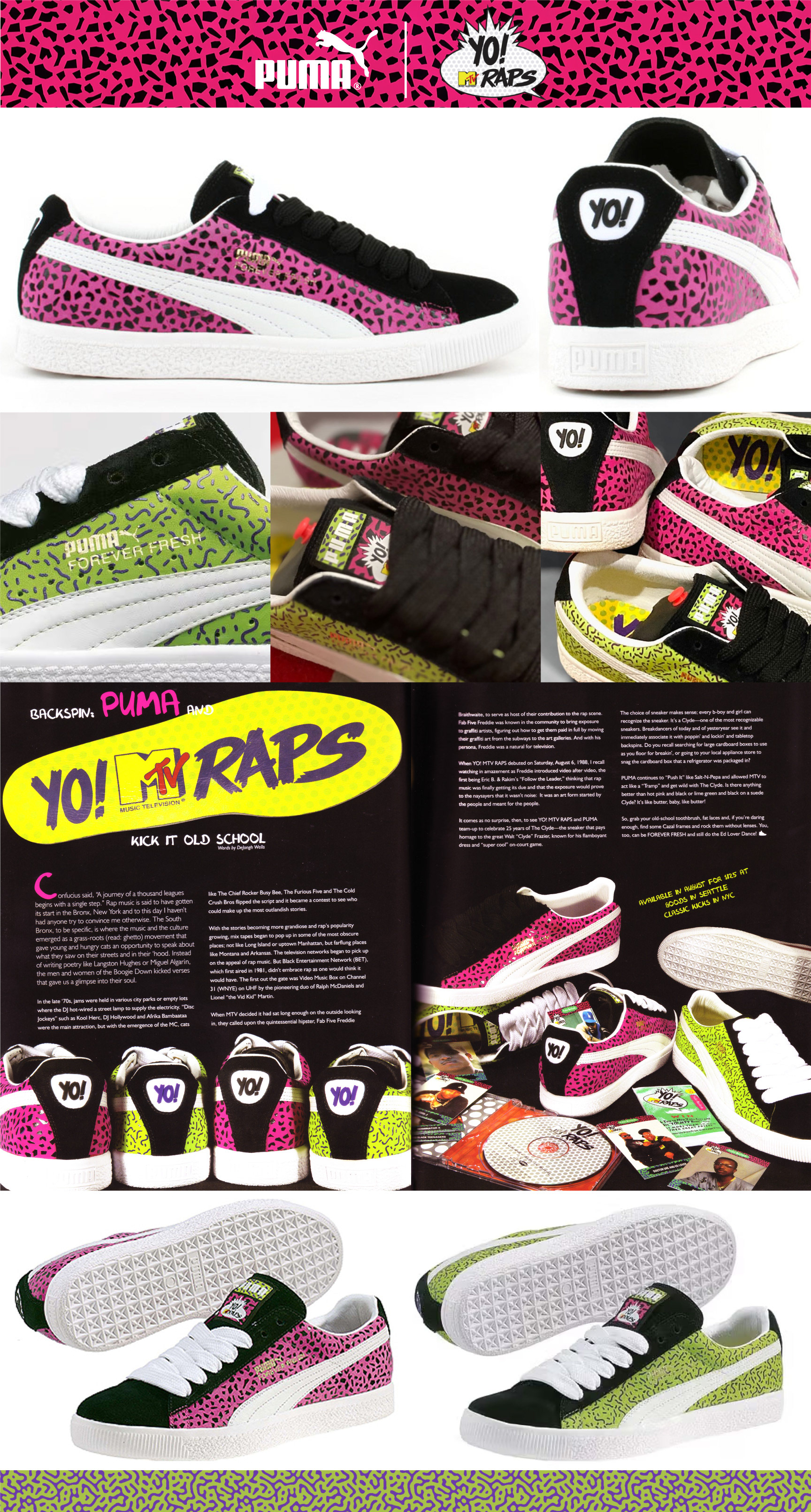 created by chip, chip Marucci, graphic design, art director, creative director, Puma footwear, Yo Mtv Raps, Forever Fresh, footwear collection, footwear color and material, design and concept ideation