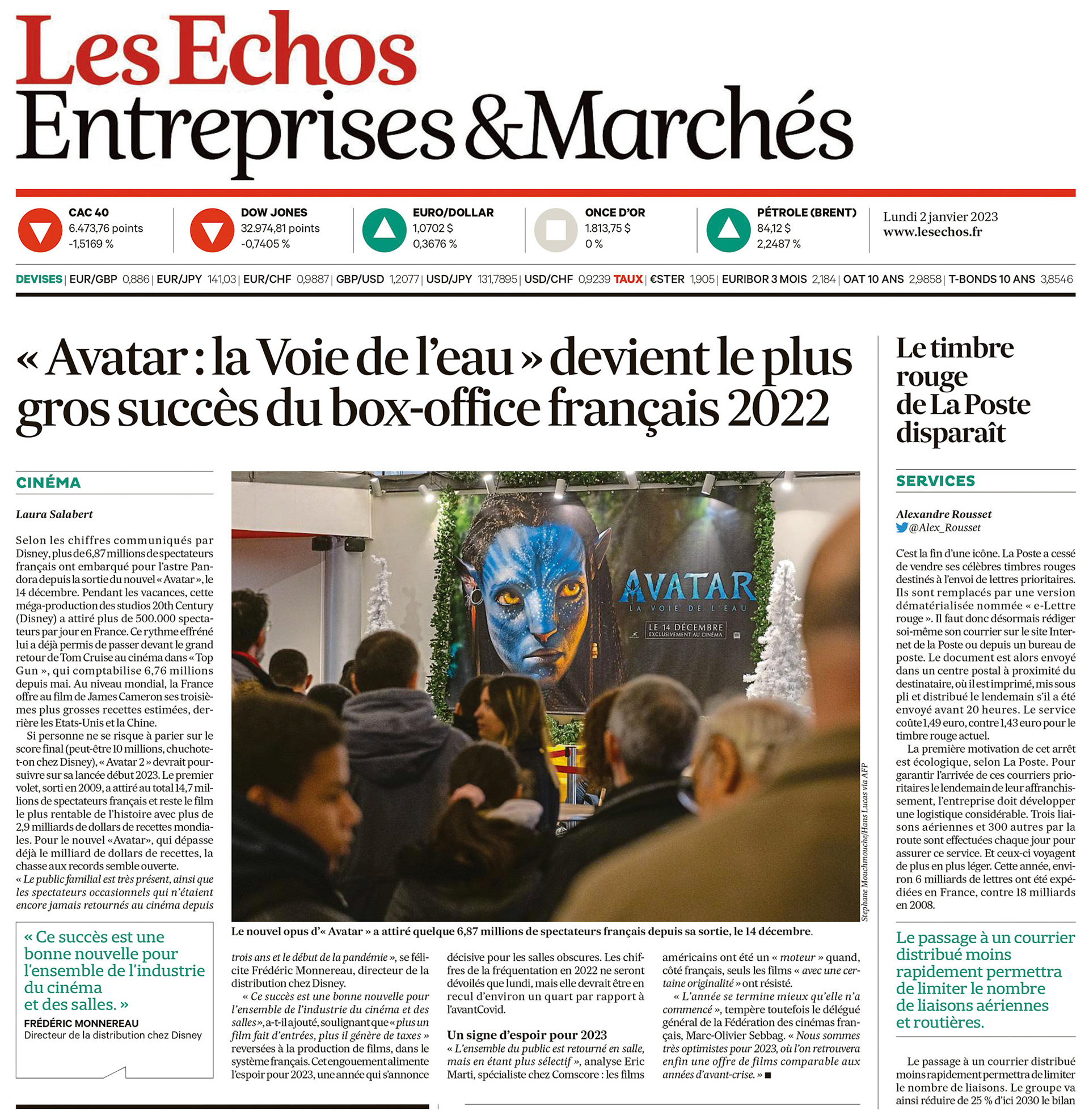Les Echos Entreprises et Marchés, Une