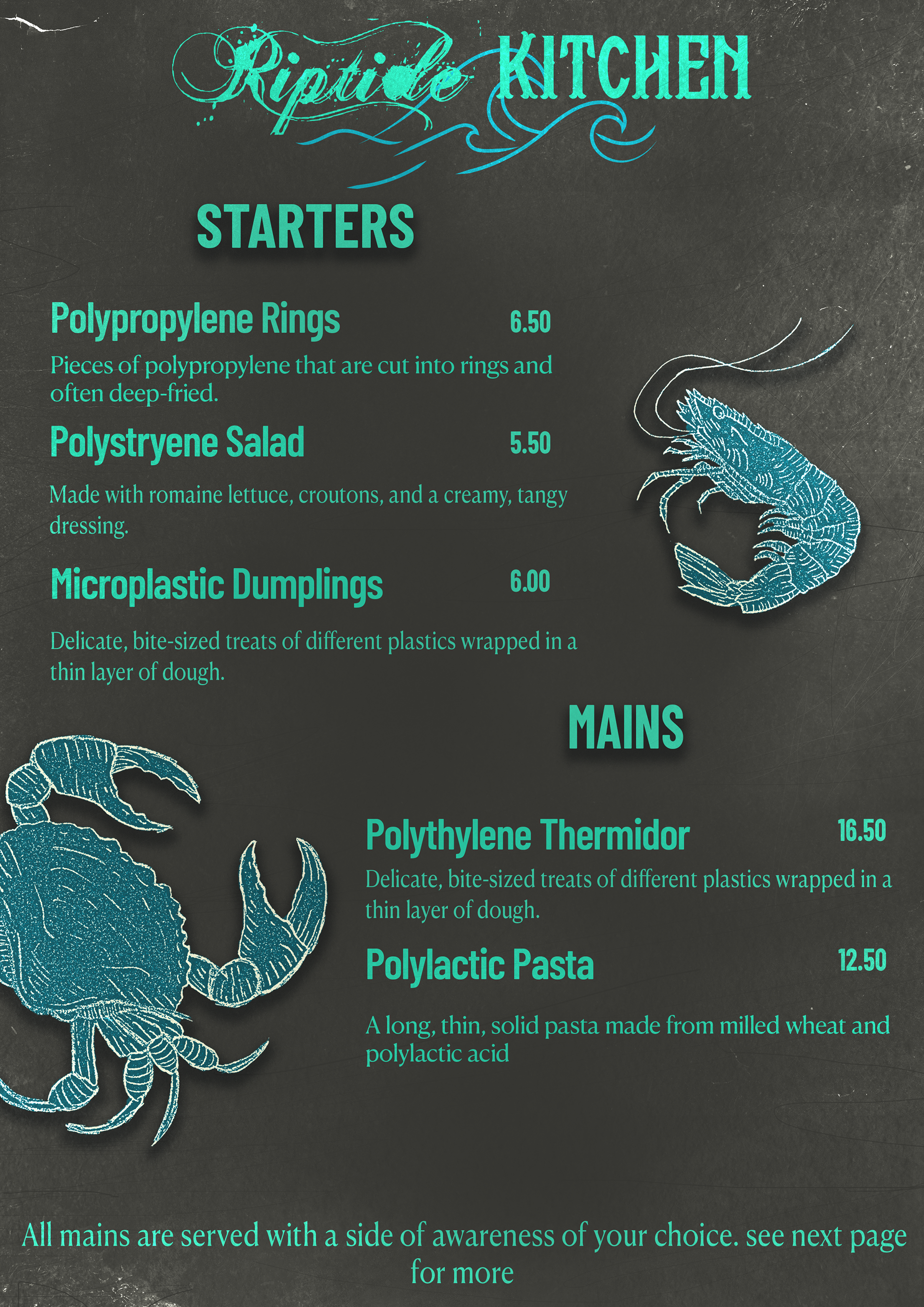 Menu front page