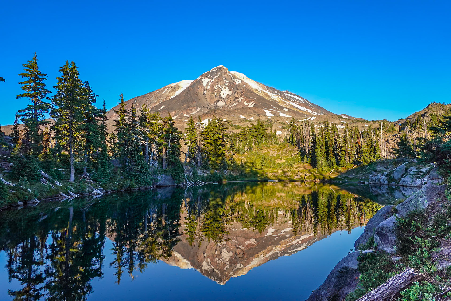 Mt Adams reflected on Crystal Lake