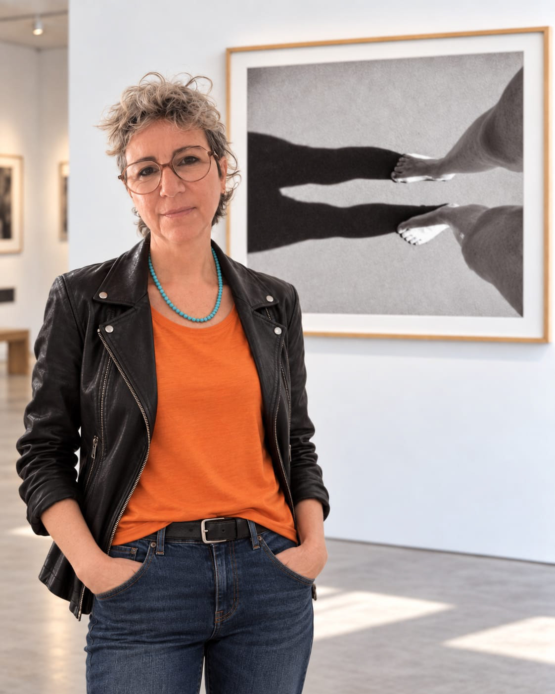 Analía junto a la imagen icónica de esta exposición.