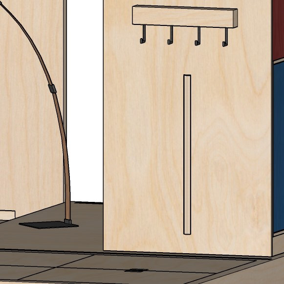 Tabletop incorporated in the closet