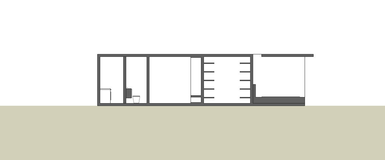 A cross section through the 4 adjoining cubes.