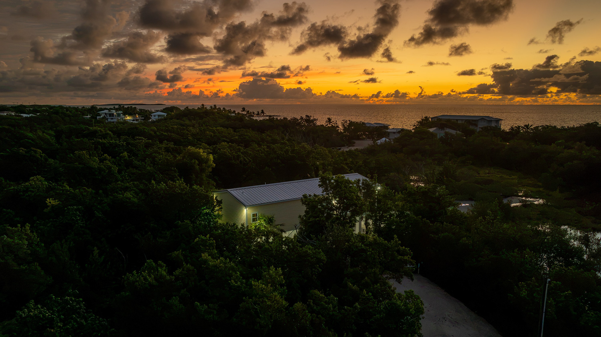 Aerial sunset over the Florida Keys