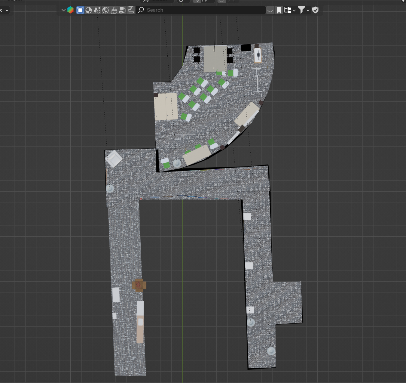 Curved Classroom and Hallway, Walls and Desk table are modeled in Blender, room assets are from CgTrader and Sketchfab, 2025