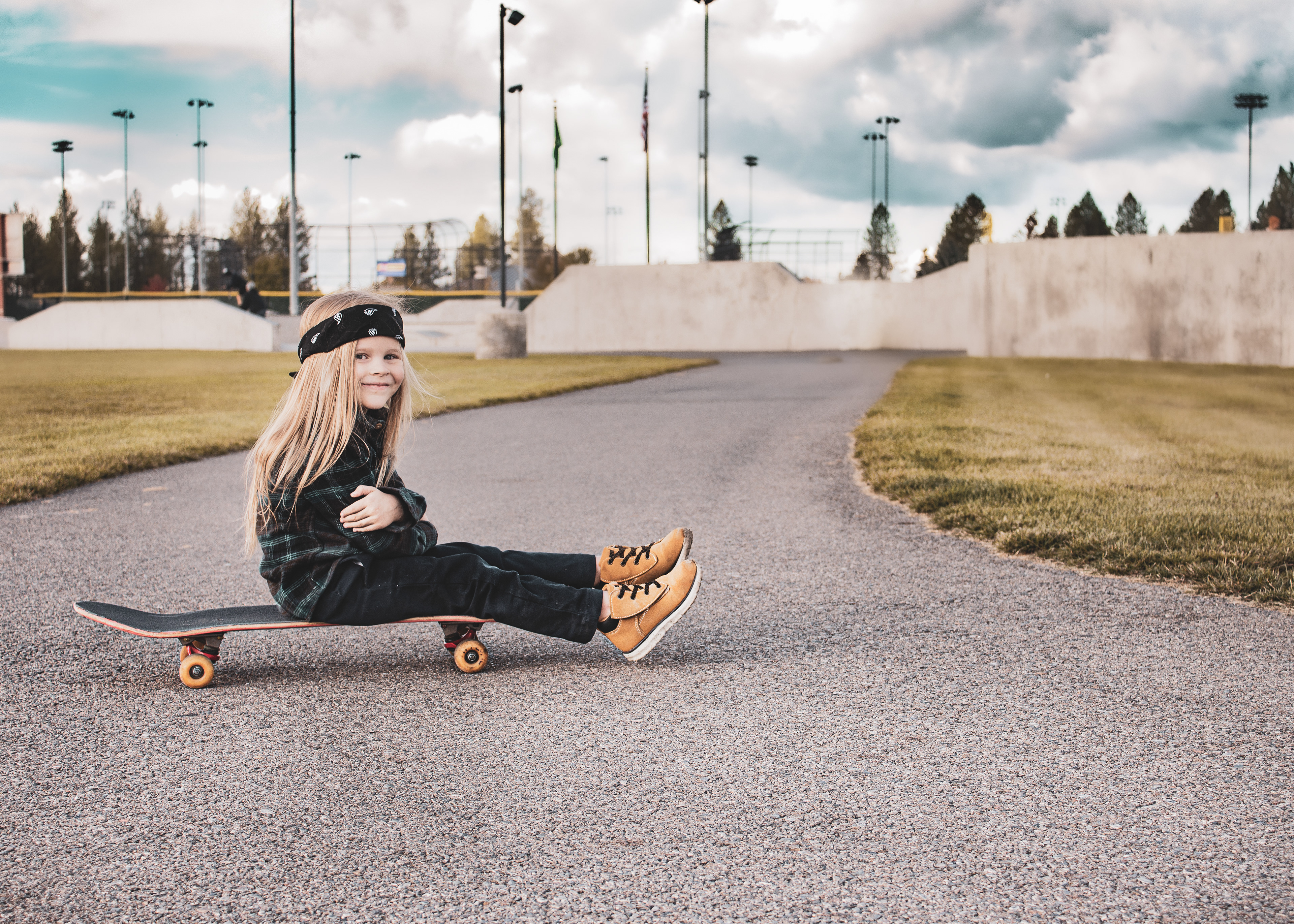 Kyle Sitting on a Skateboard, Kylee Skate Shoot, Joe Albi Skate Park, Spokane Washington, Victoria EB Photography