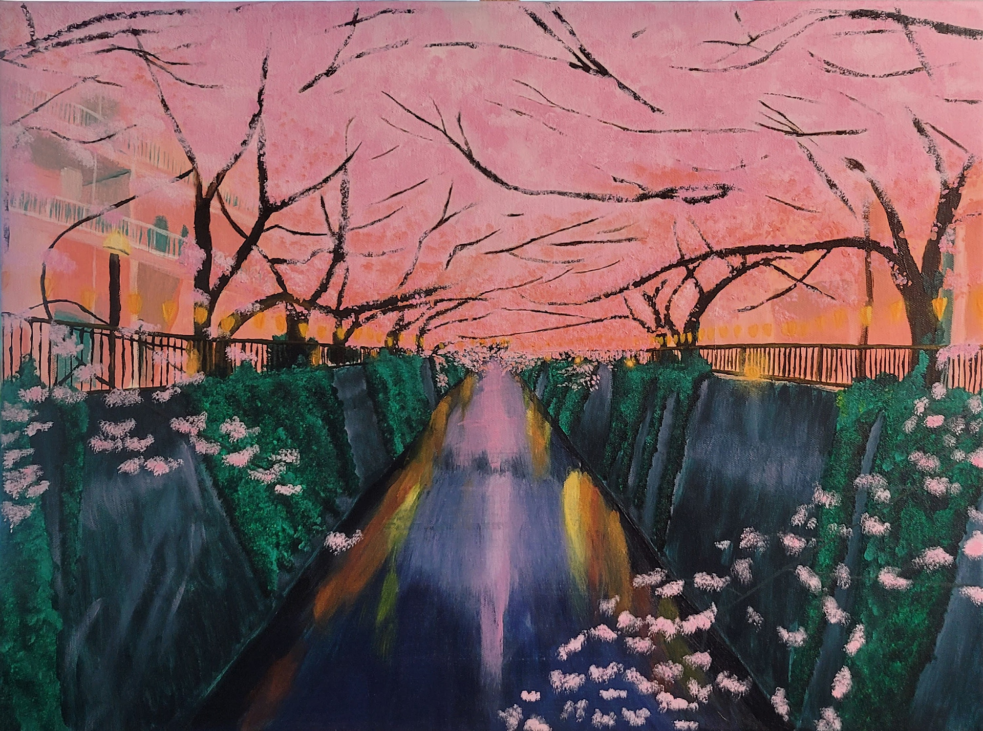 Chery Blossom on a Spring Night (acrylic)