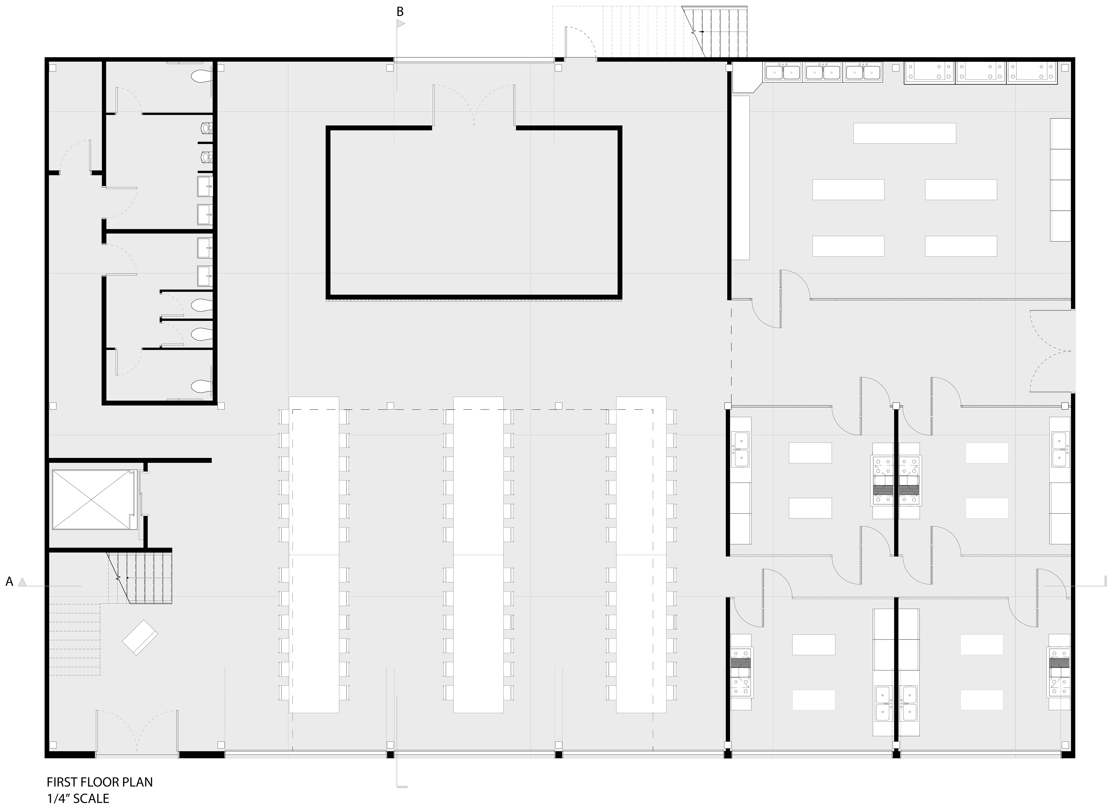 To create this building, we linked two of the base buildings side by side. This provides more space for the programmatic needs of the culinary school.