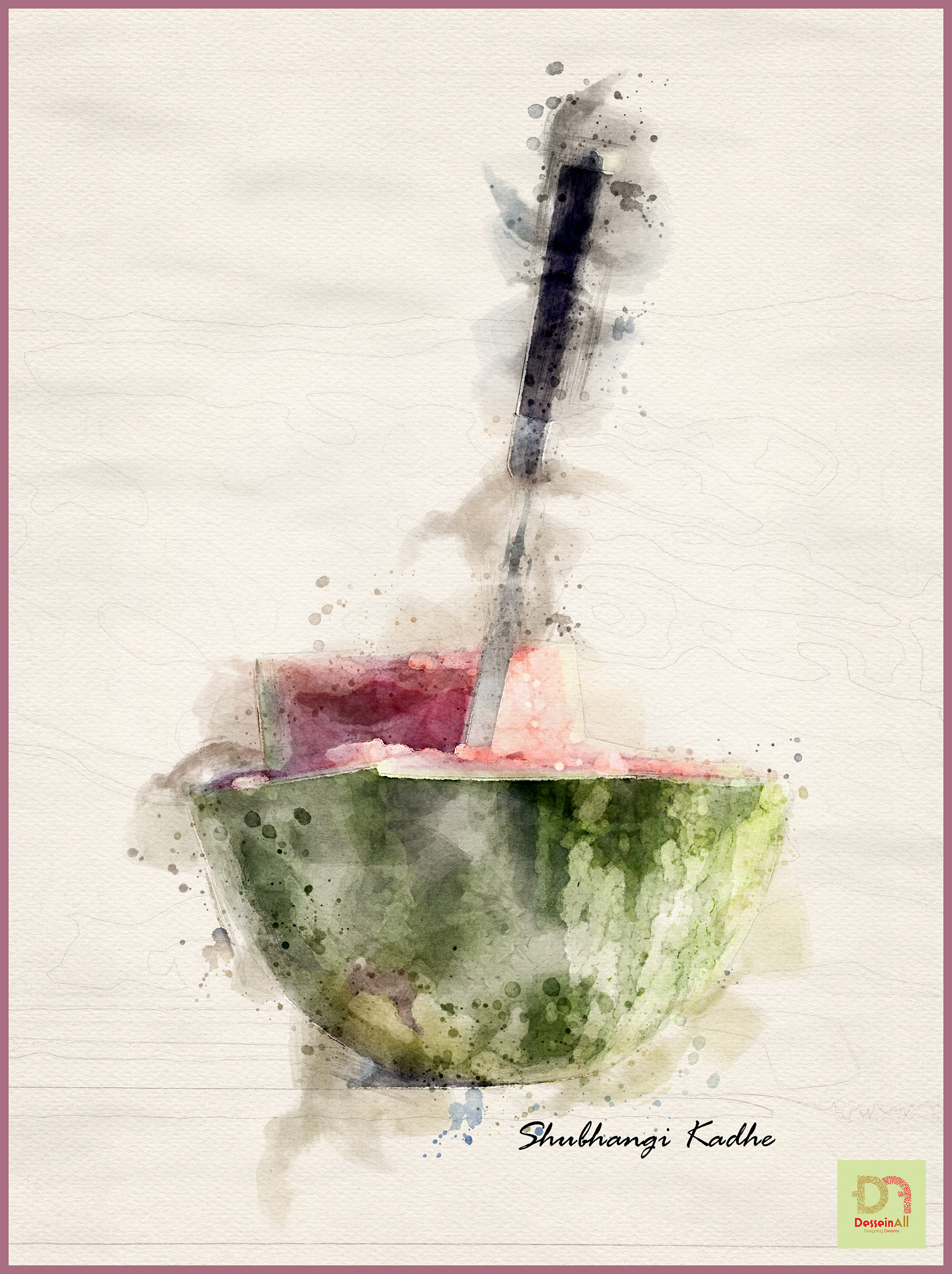Photoshop Watercolor Effect - Watermelon