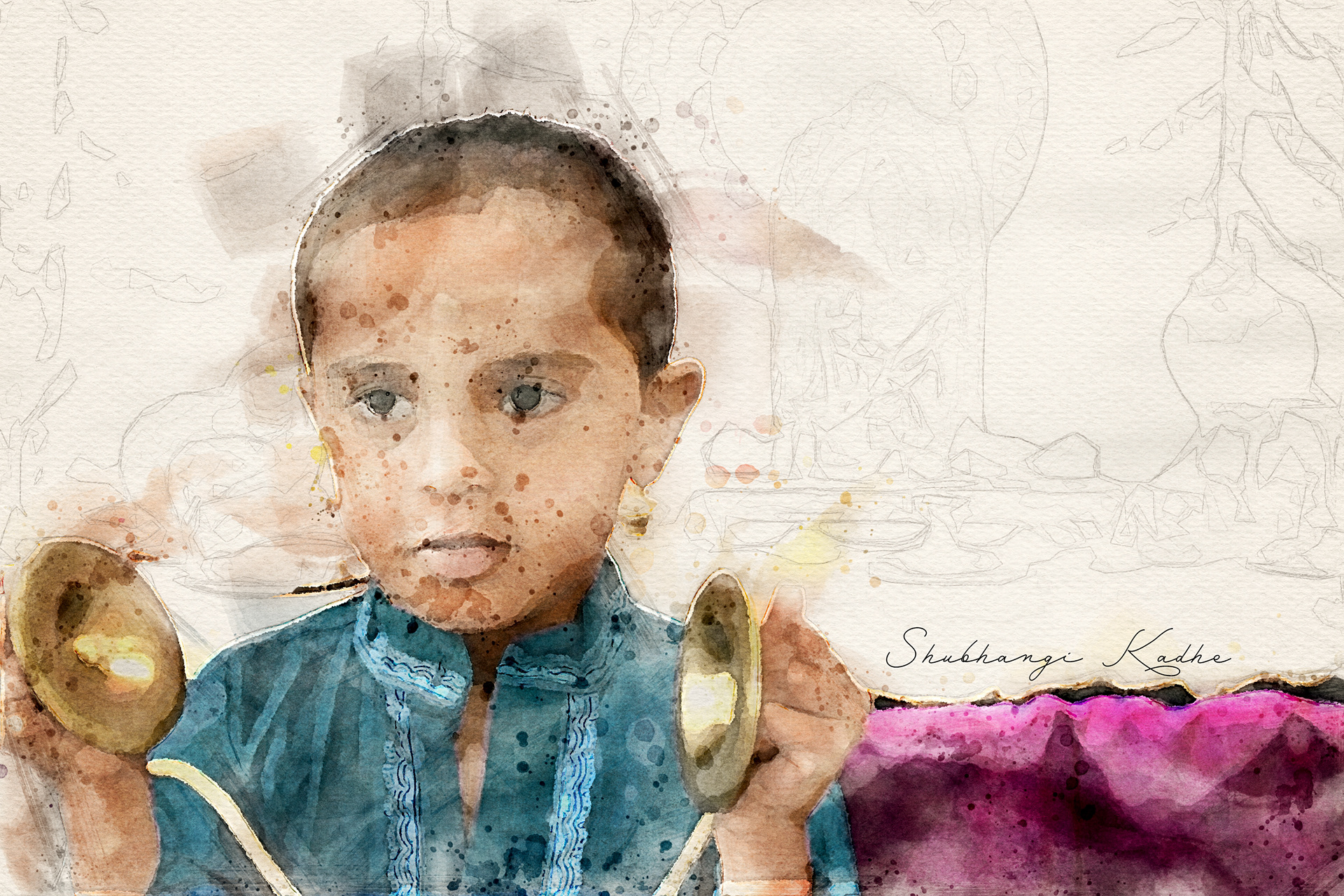 Photoshop Watercolor Effect - A Boy