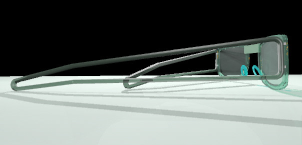 Original 2007 render of the Lume eyewear, showing the side Profile