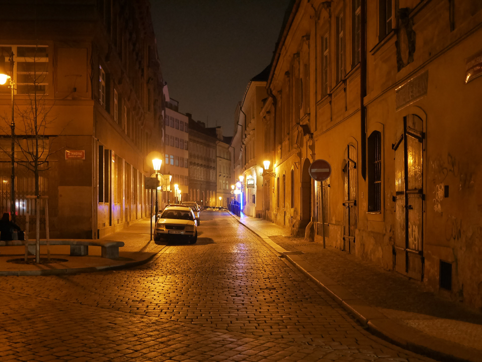 Streets of Prague at night
