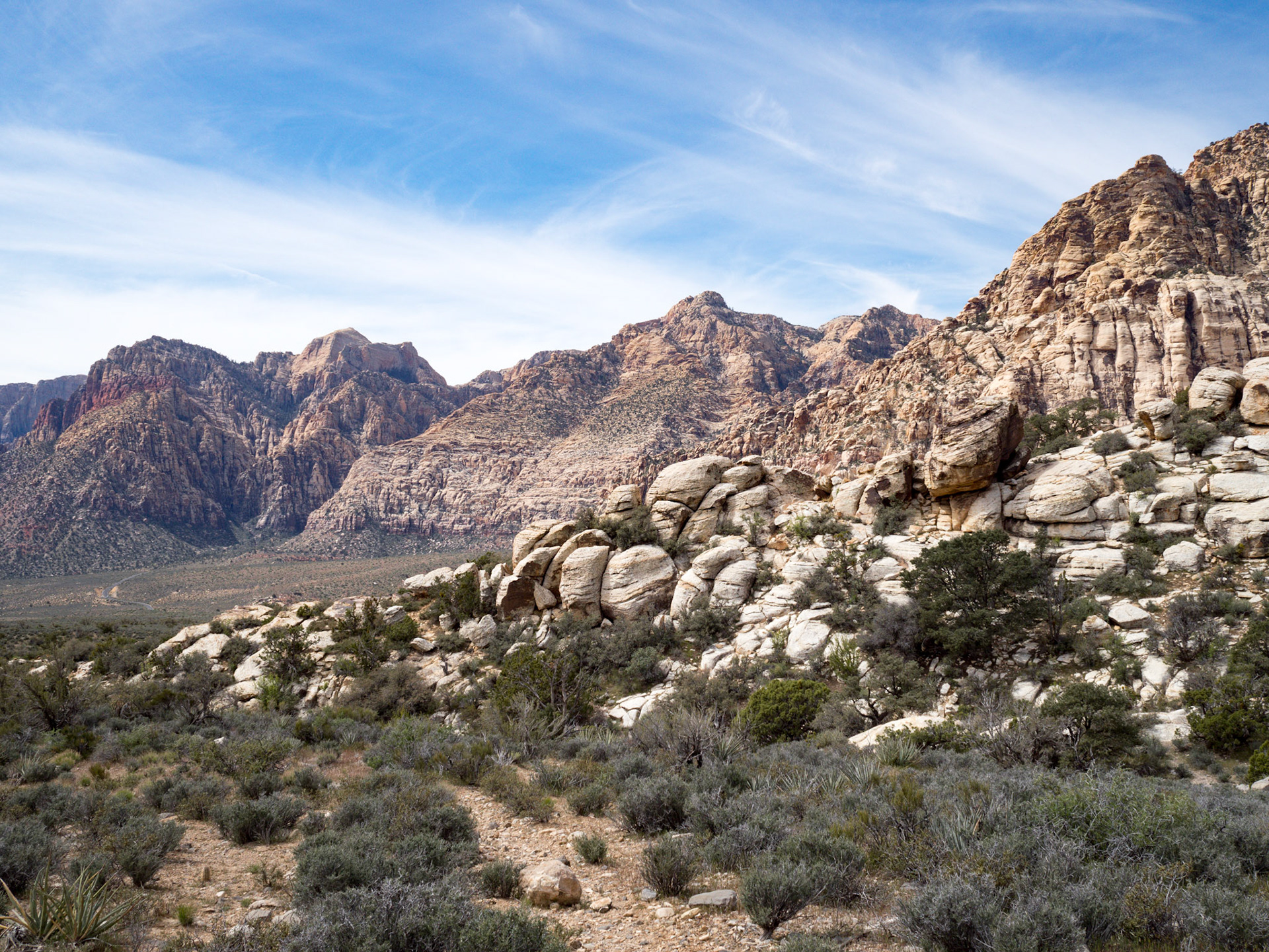 In October, 2015 I was in Las Vegas for AWS reInvent conference. One of the things I wish I had time for was visit the natural areas around Las Vegas. This time (March, 2016), however, we rented a car at Harrah’s and went hiking in the Red Rock Canyon National Conservation Area (https://en.wikipedia.org/wiki/Red_Rock_Canyon_National_Conservation_Area). There is no way to properly capture the beauty of the Red Rock, no way to pick a perfect lens or a perfect camera. You need to be there to fully appreciate it.

Note on the workflow: I am glad I took these photos using RAW+JPEG format. Normally I only shoot JPEG, but since I only recently got the Olympus PEN-F I wanted to be on the safe side and have RAW available to me. Somehow in the JPEGs the camera subdued the colors and blew out the highlights. Reds weren’t as red as I remember them, for instance, and the sky had more texture to it. Luckily, RAW had all that information and so I was able to easily post process the files in Lightroom.