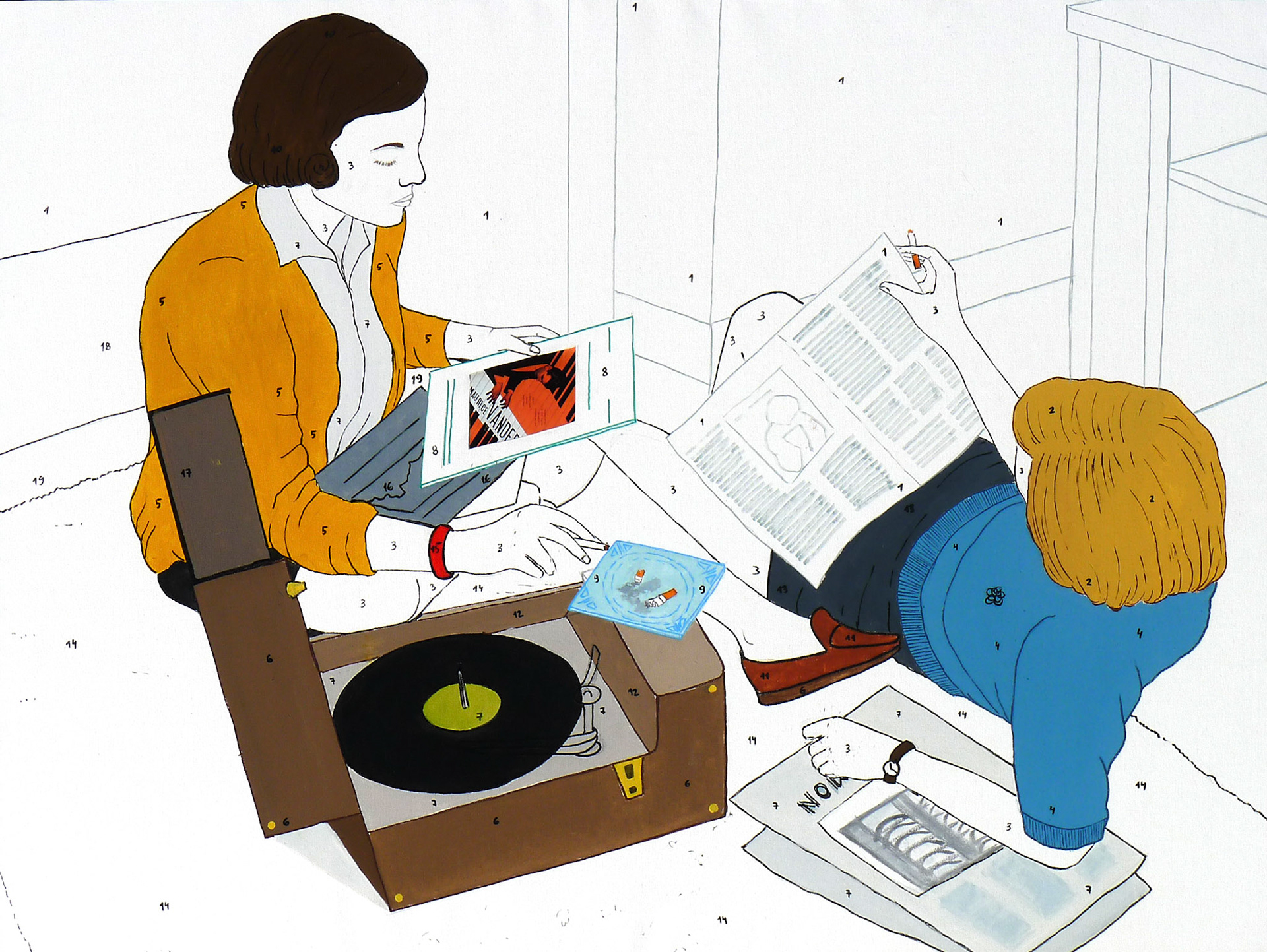 Przy gramafonie, 120x90cm