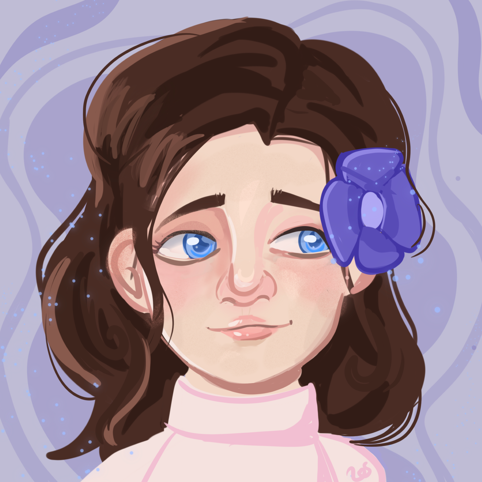 Portrait illustration of me with a purple background