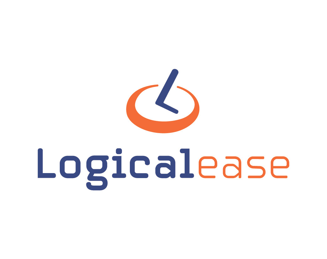 Logical ease logo 2 colour. Orange and dark blue.
