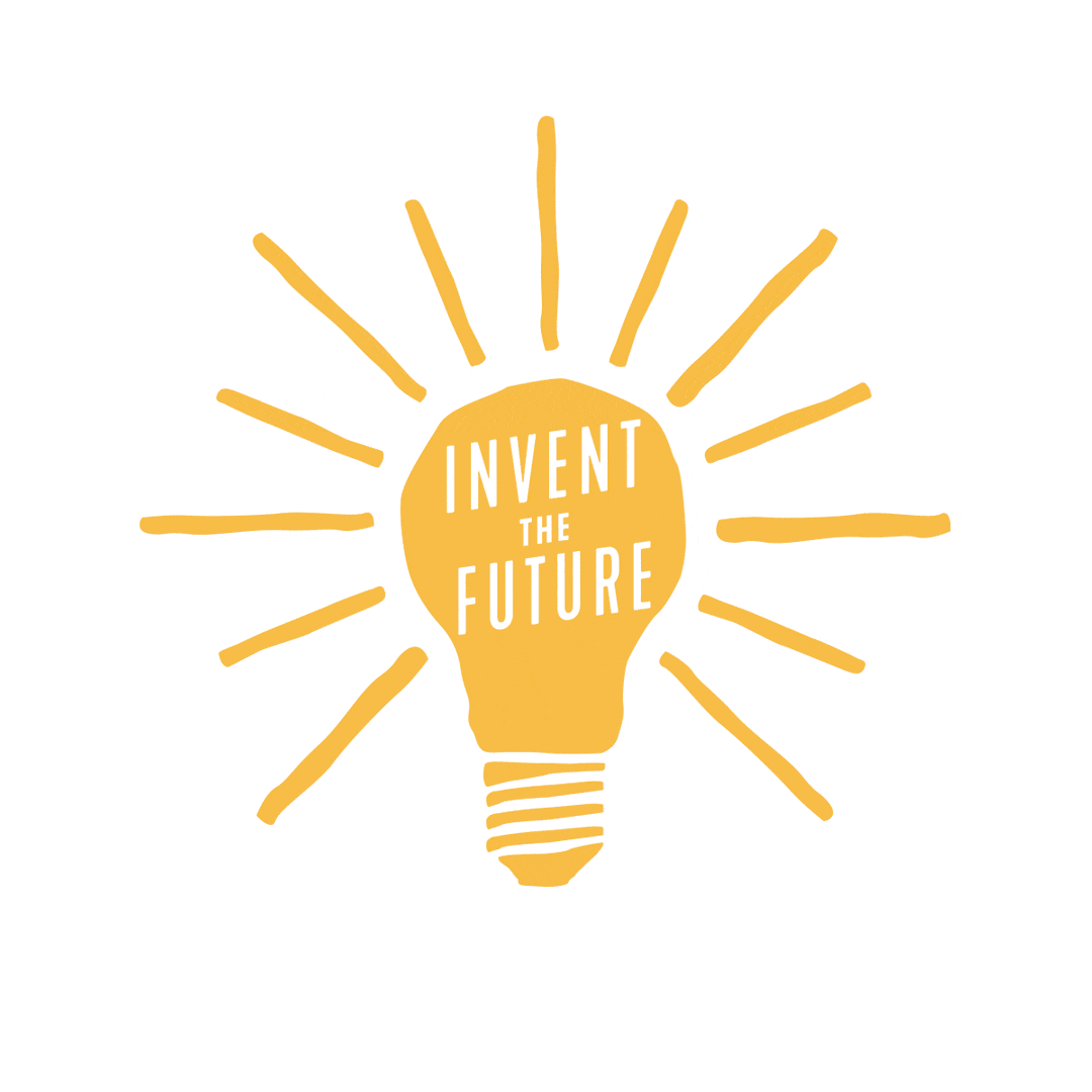flat illustrations showing imagery paired with taglines like "invent the future," "go big," and "take heart"